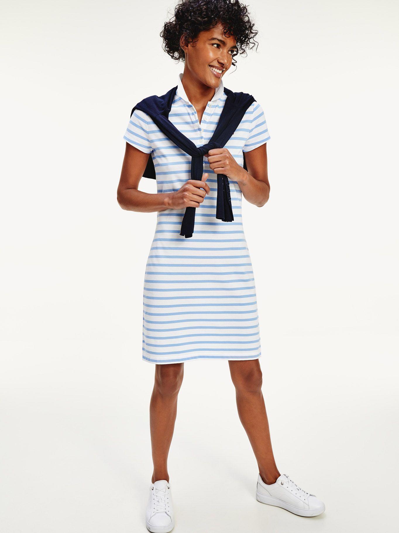 Vestido Polo A Rayas Slim Fit Celeste Tommy Hilfiger-3