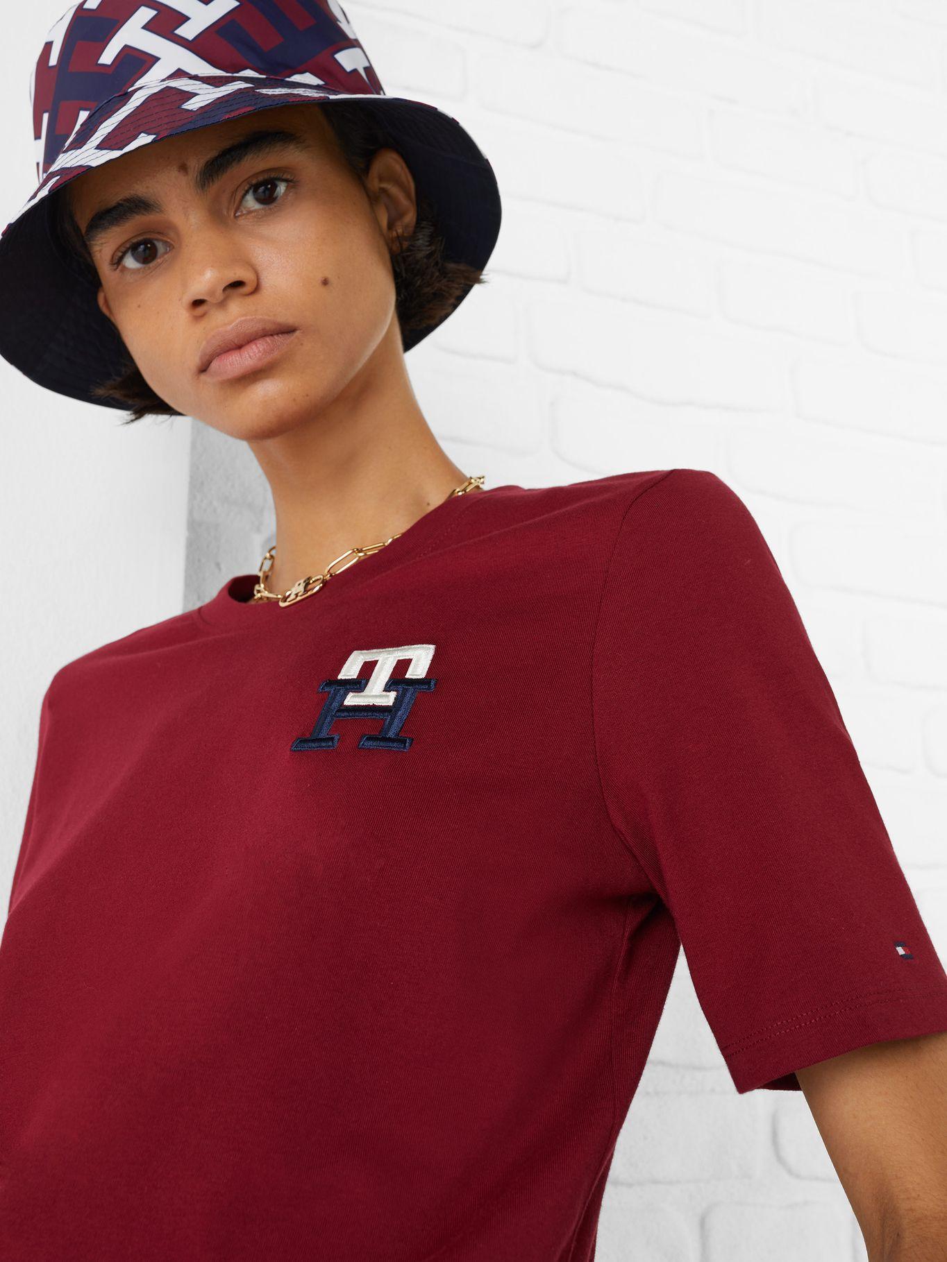 Polera Con Logo Monogram Burdeo Tommy Hilfiger-3