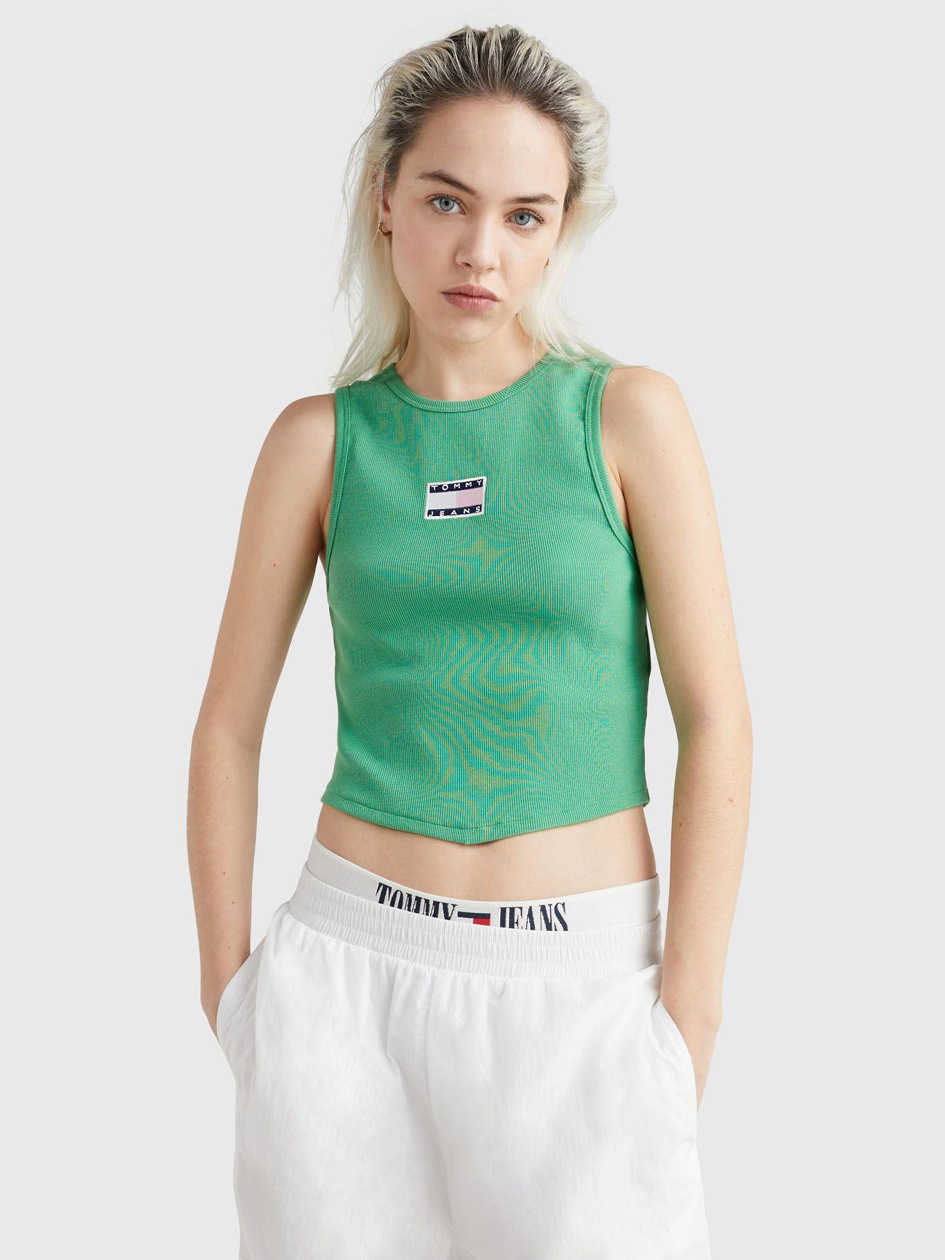 Polera Crop Con Parche Verde Tommy Jeans-0