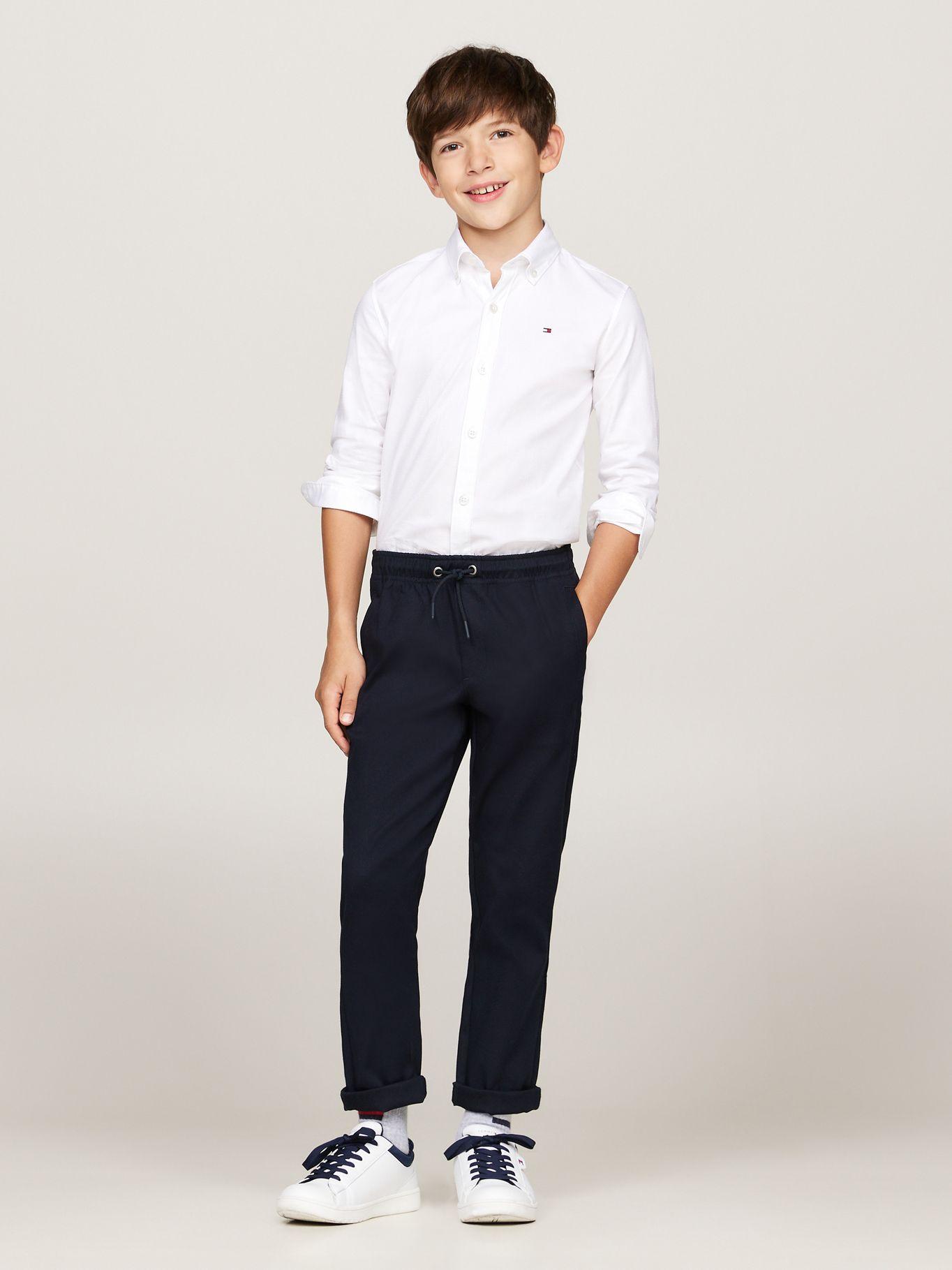 Camisa De Niño Dobby Regular Fit Blanco Tommy Hilfiger-1