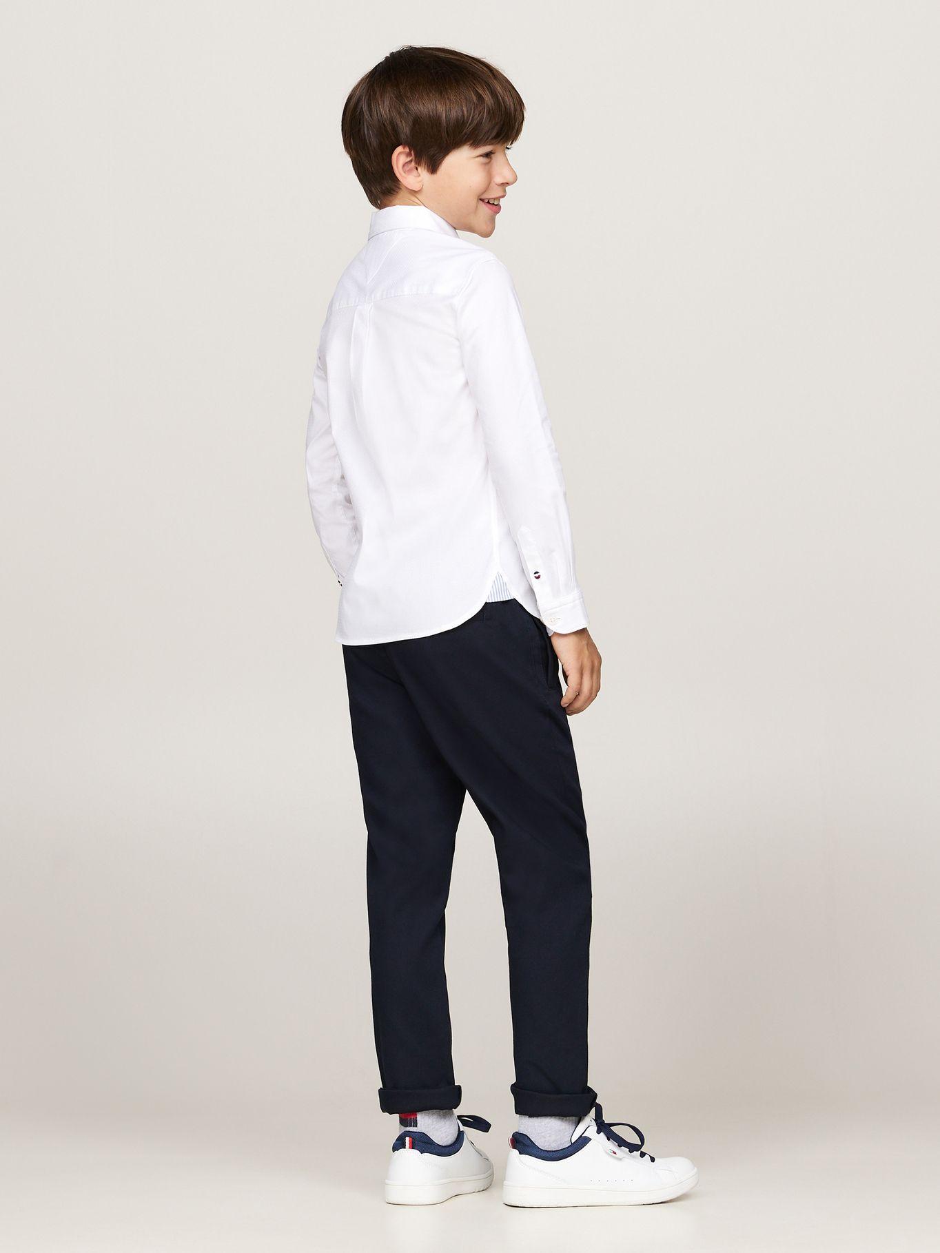 Camisa De Niño Dobby Regular Fit Blanco Tommy Hilfiger-2