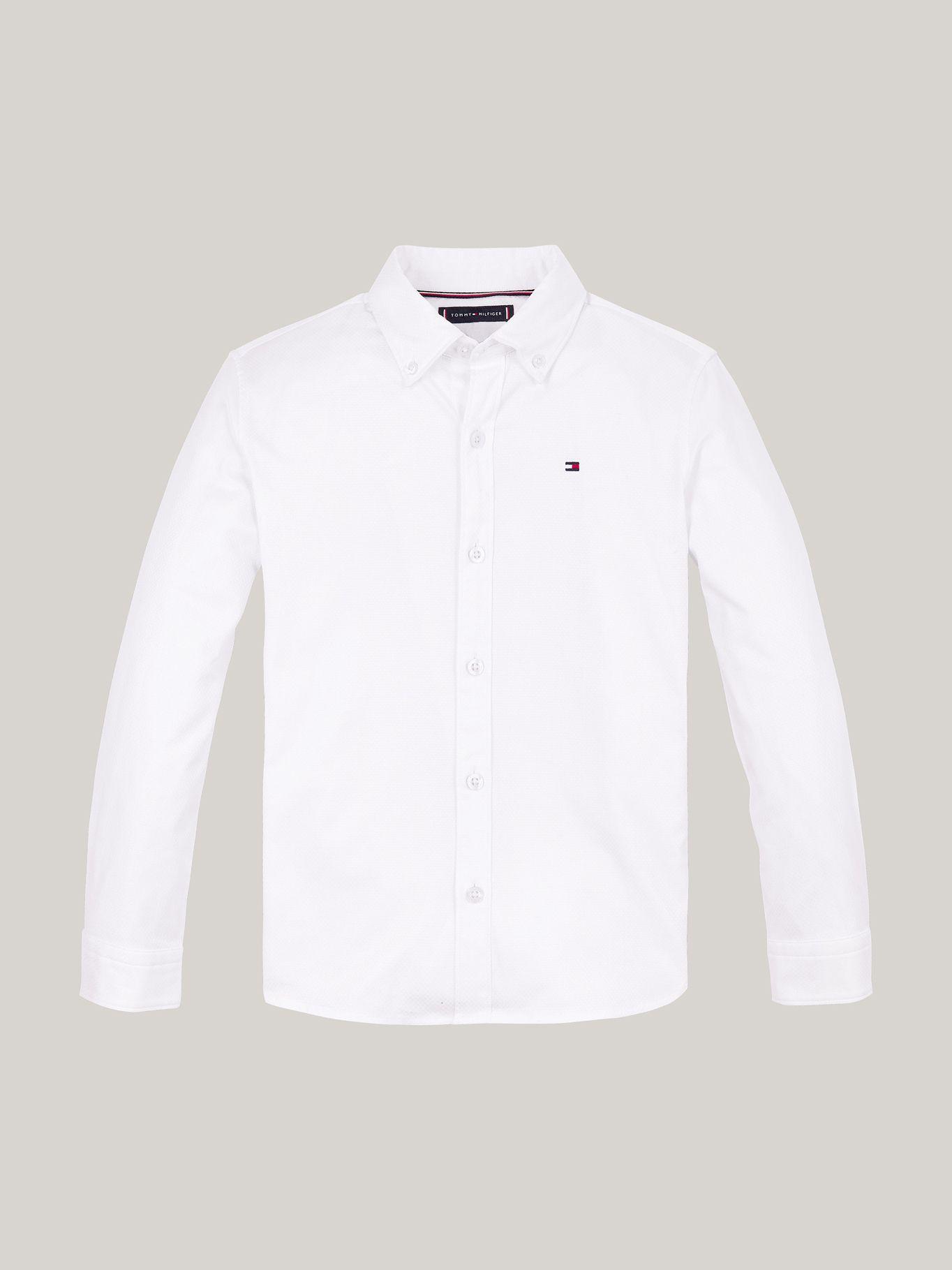 Camisa De Niño Dobby Regular Fit Blanco Tommy Hilfiger-4