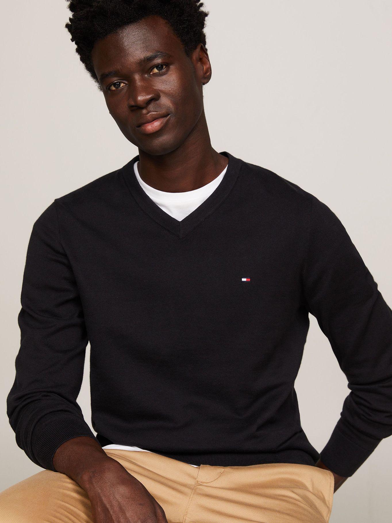 SWEATER BÁSICO V-NECK SIGNATURE NEGRO TOMMY HILFIGER-3