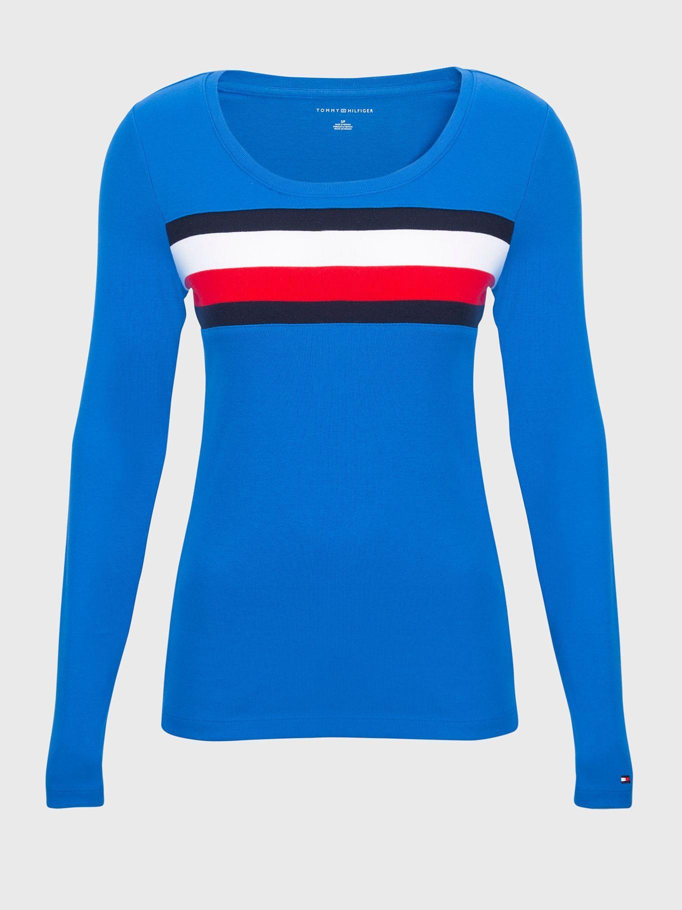 Polera Classics Global Stripe Azul Tommy Hilfiger-0
