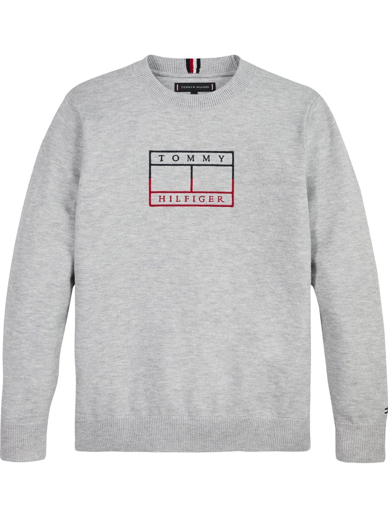 Sweater Con Logo Bordado Gris Tommy Hilfiger-0