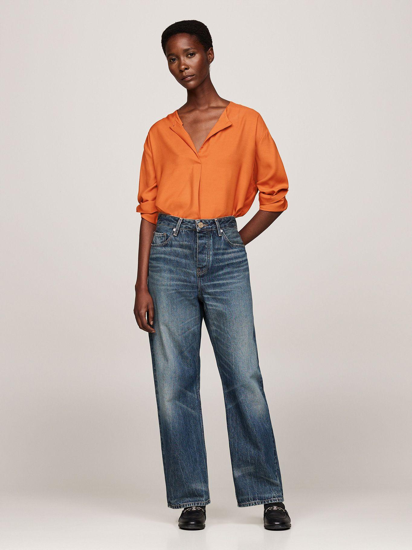 Blusa Amplia Botón En Relieve Naranjo Tommy Hilfiger-1