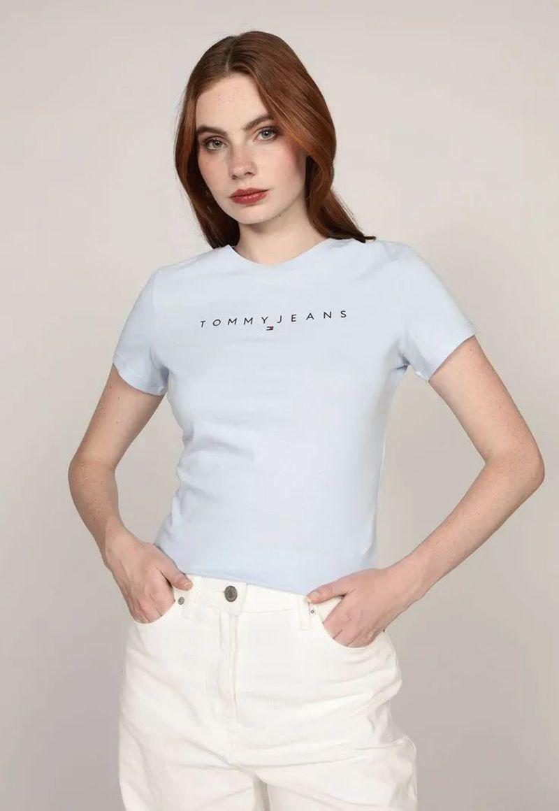Polera Linear Con Logo Slim Fit Celeste Tommy Jeans-0