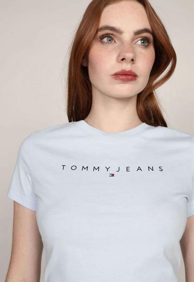 Polera Linear Con Logo Slim Fit Celeste Tommy Jeans-3