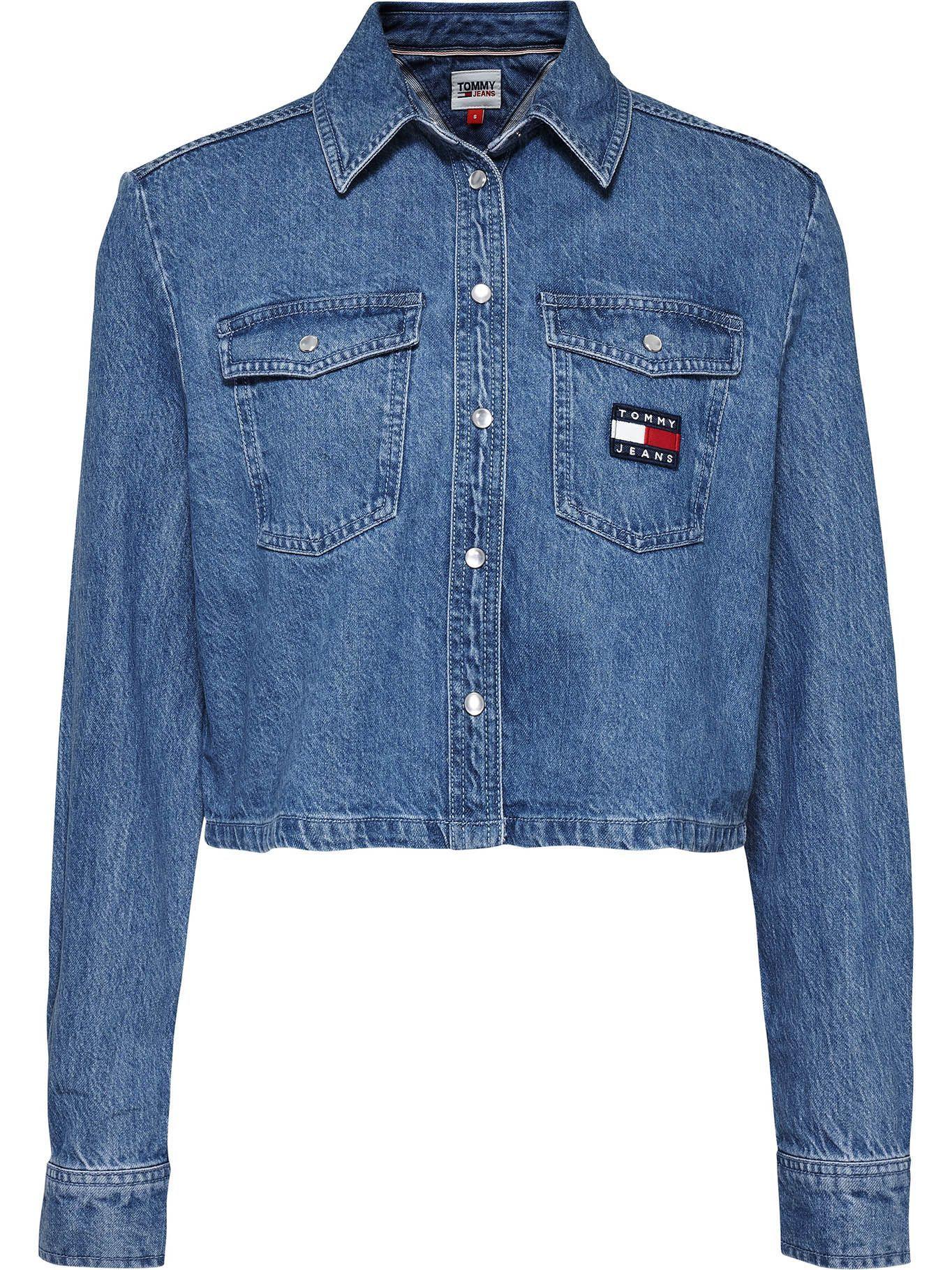 Camisa Denim Cropped Con Logo Azul Tommy Jeans-0
