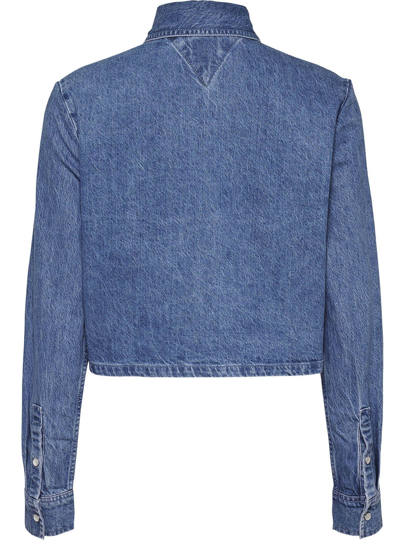 Camisa Denim Cropped Con Logo Azul Tommy Jeans-1