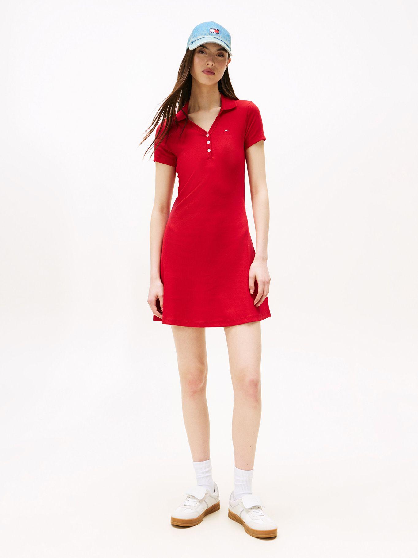 Vestido Tipo Polo Con Logo Rojo Tommy Jeans-0