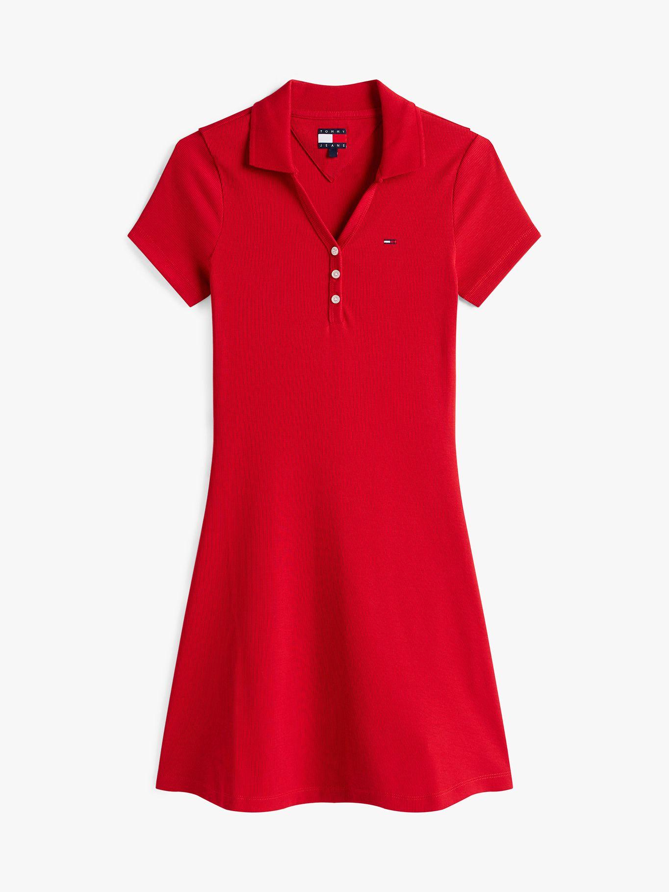 Vestido Tipo Polo Con Logo Rojo Tommy Jeans-4