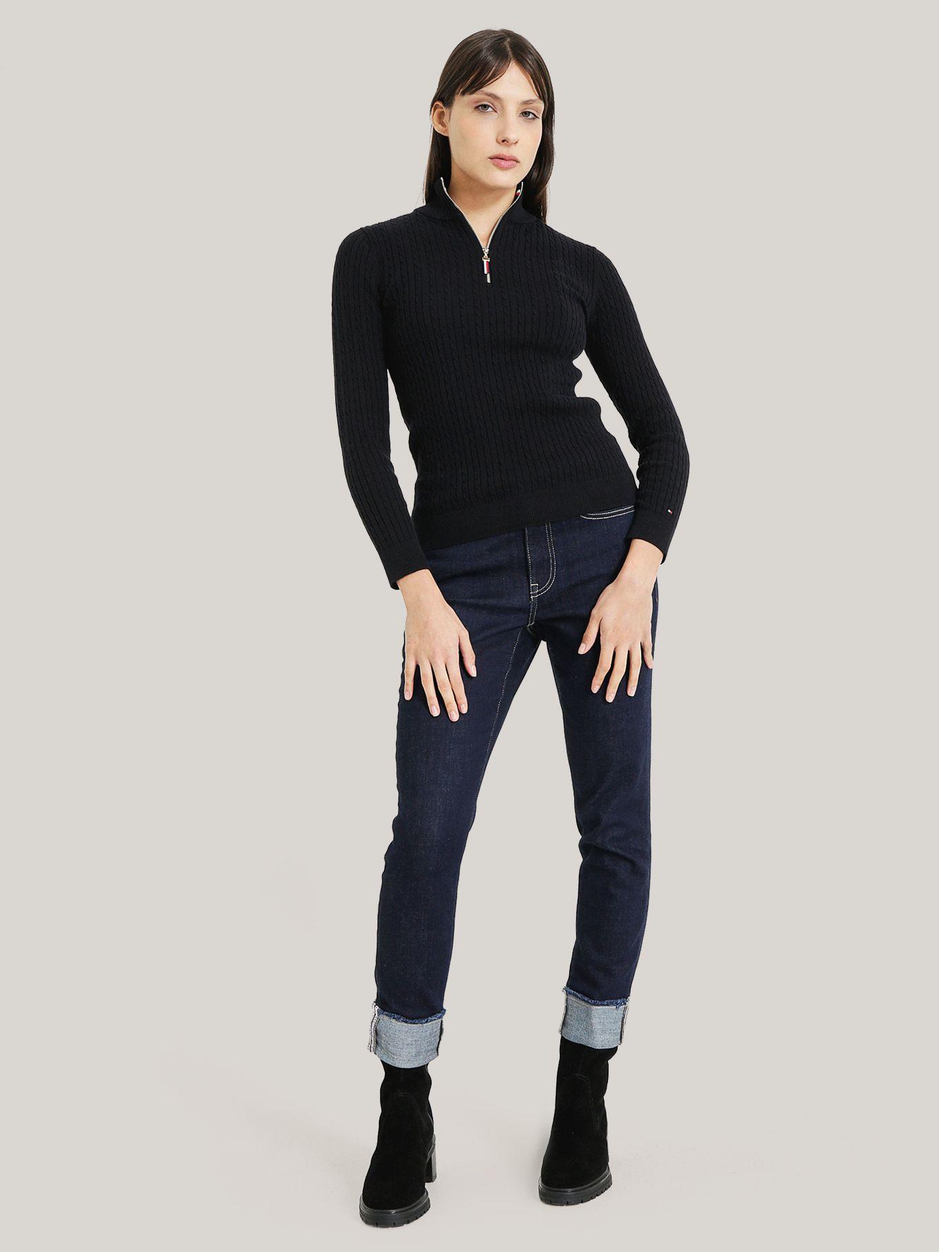 SWEATER SOLID DE ALGODÓN CIERRE NEGRO TOMMY HILFIGER-1