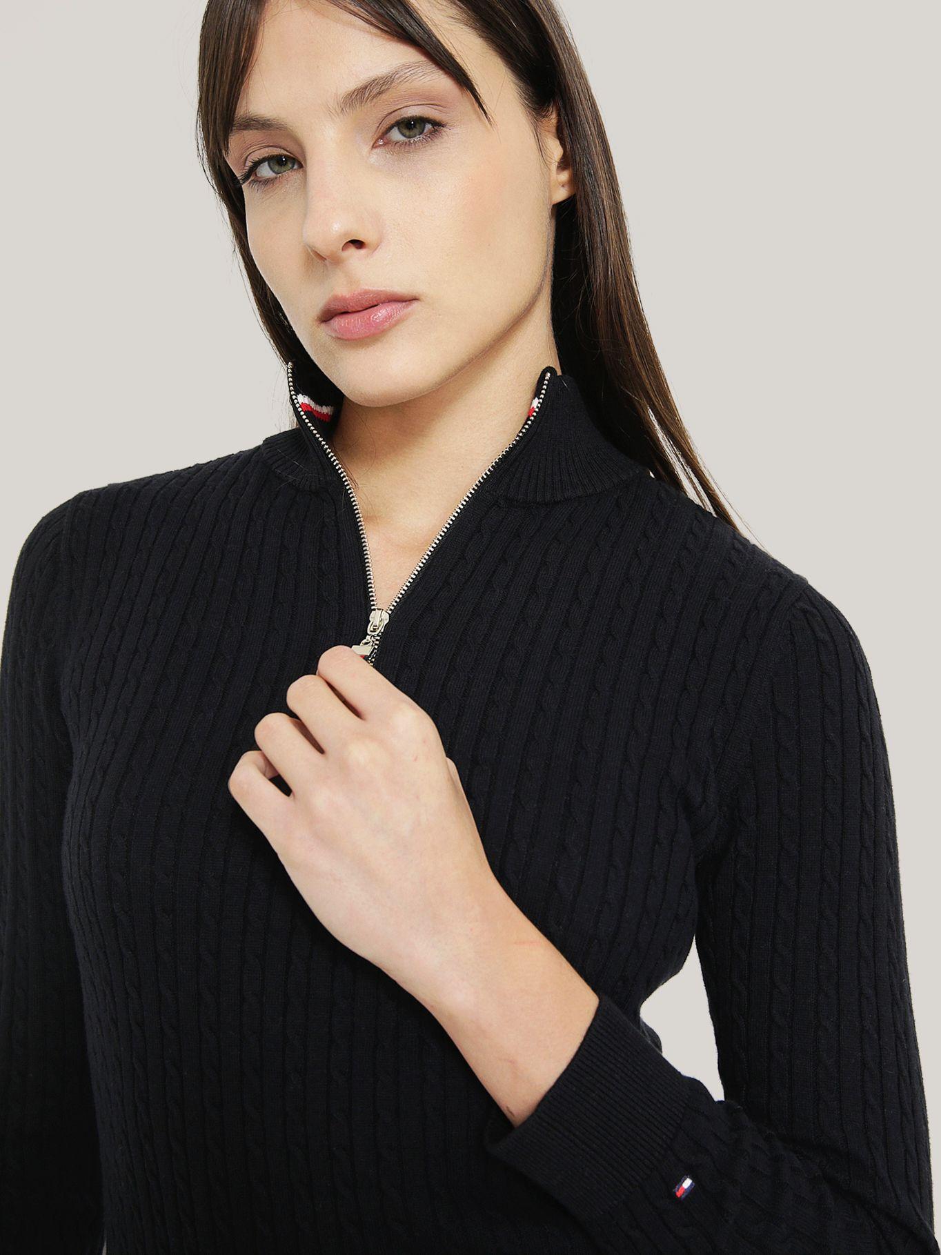 SWEATER SOLID DE ALGODÓN CIERRE NEGRO TOMMY HILFIGER-3