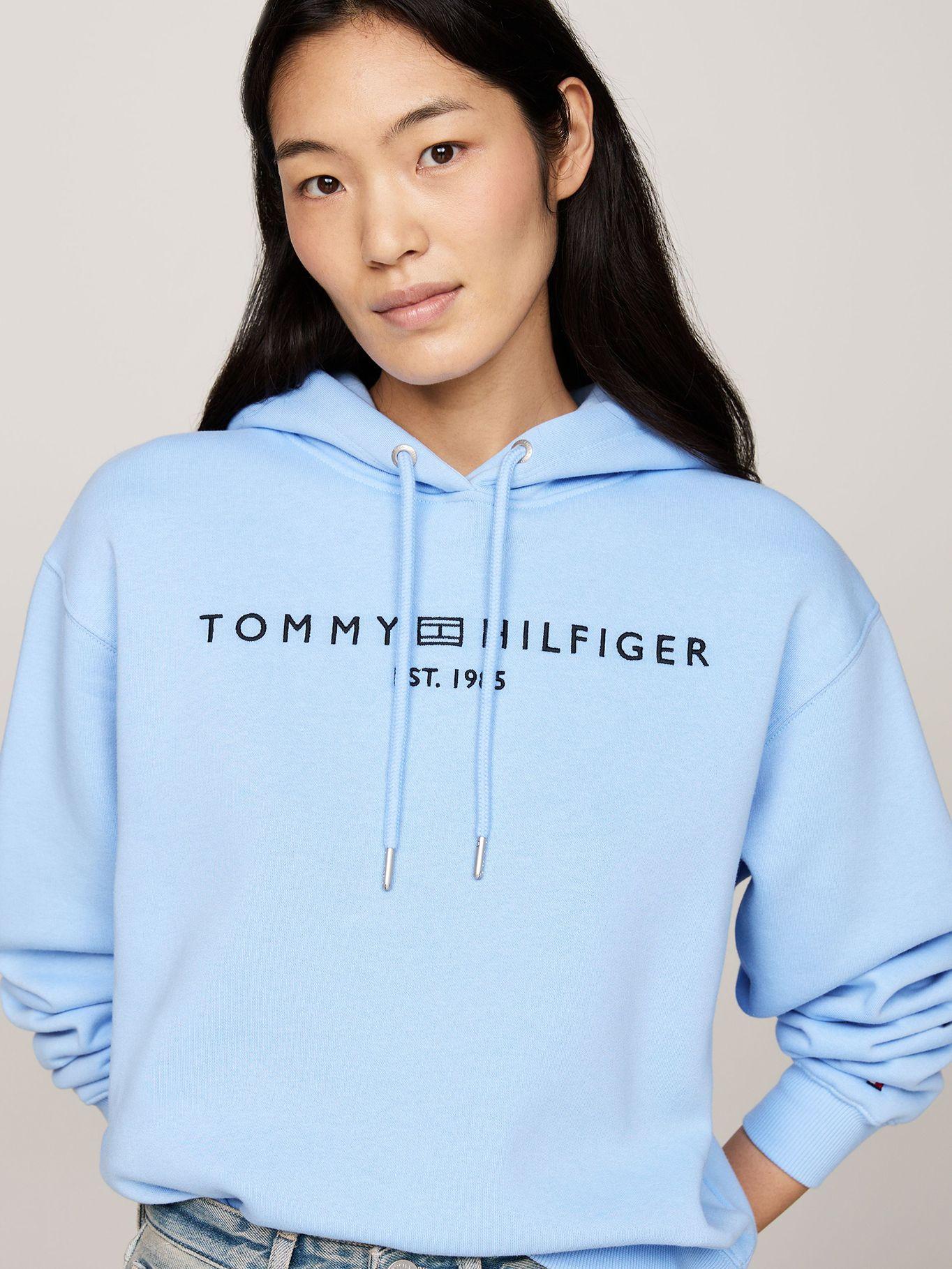 Polerón Hoodie Con Logo Bordado Celeste Tommy Hilfiger-3