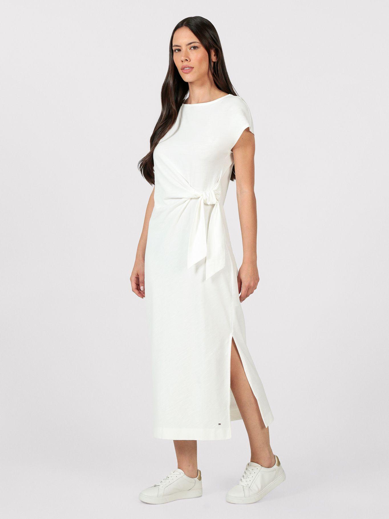 Vestido Midi Con Cuello Bote Blanco Tommy Hilfiger-0