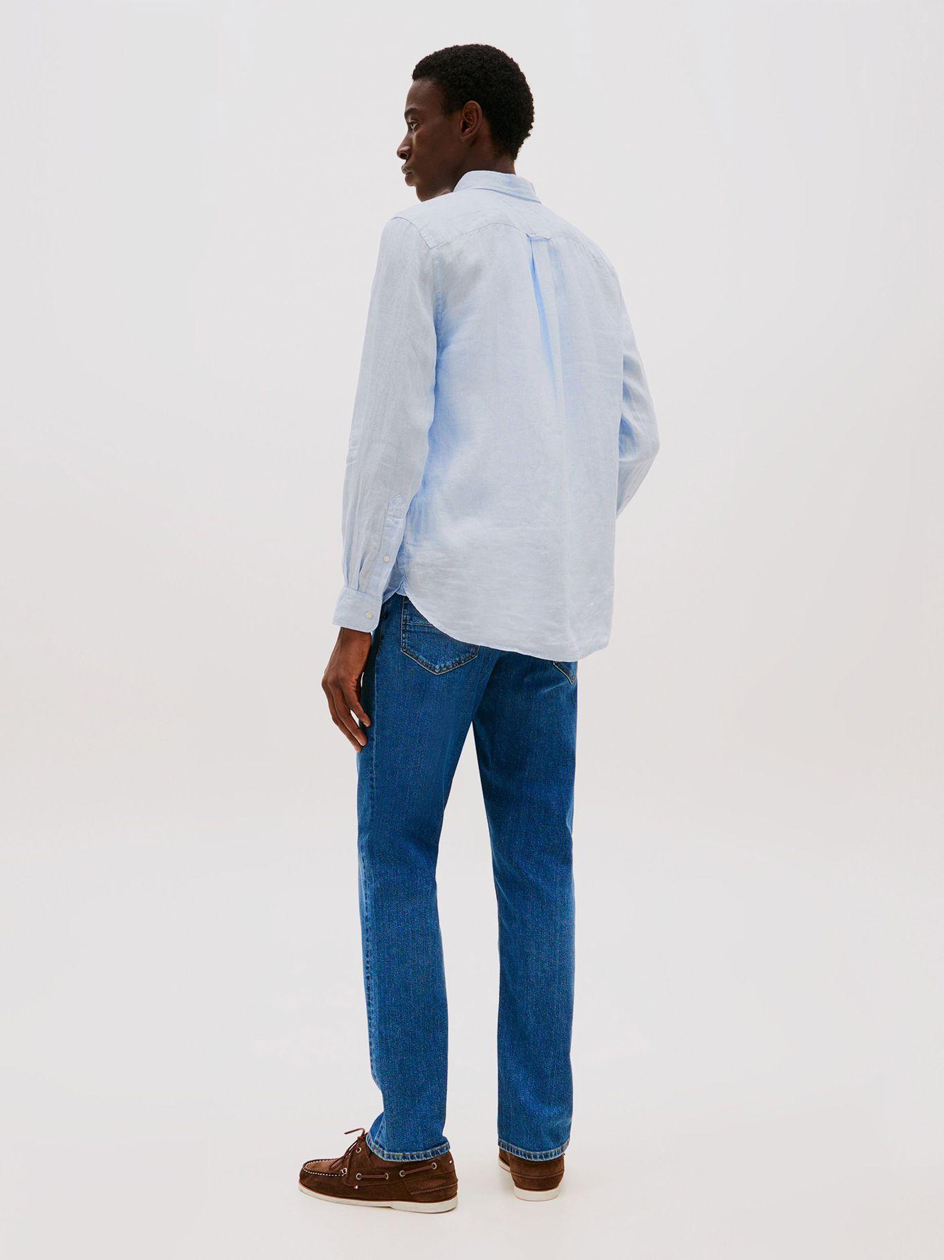 Camisa De Lino Pigmentada Celeste Tommy Hilfiger-2