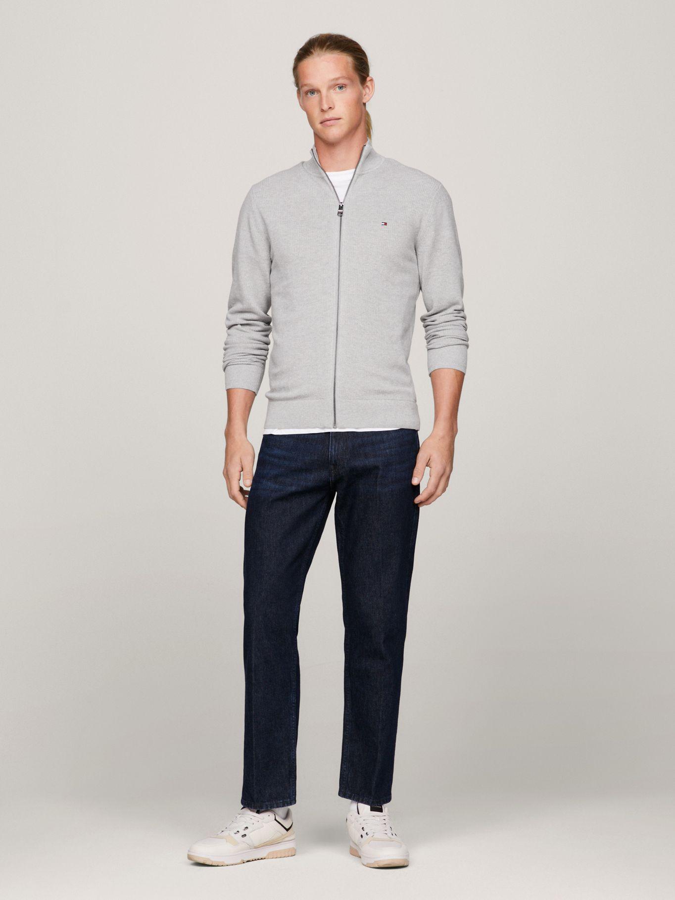 Sweater Texturizado Con Cierre Gris Tommy Hilfiger-1