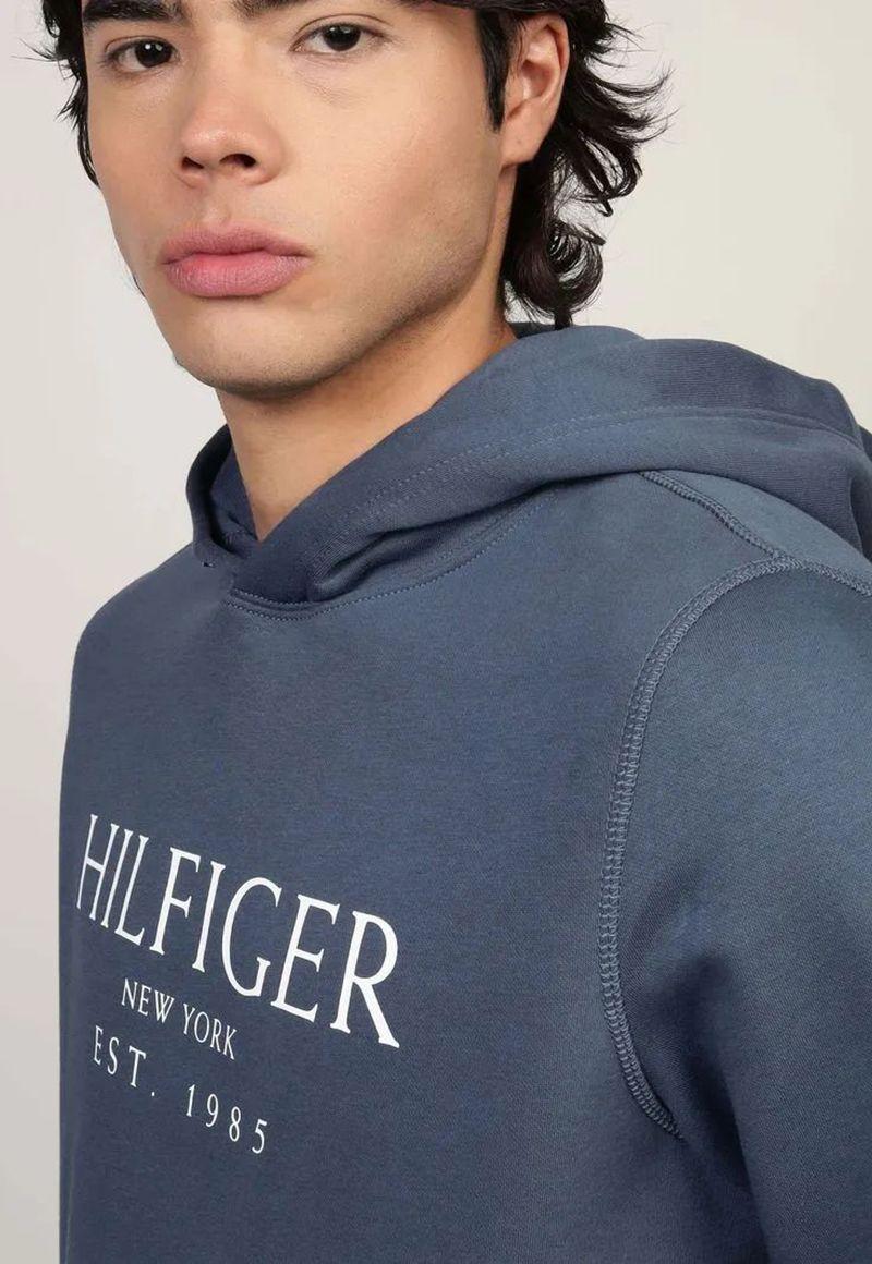 Polerón Hoodie Con Logo Azul Tommy Hilfiger-3