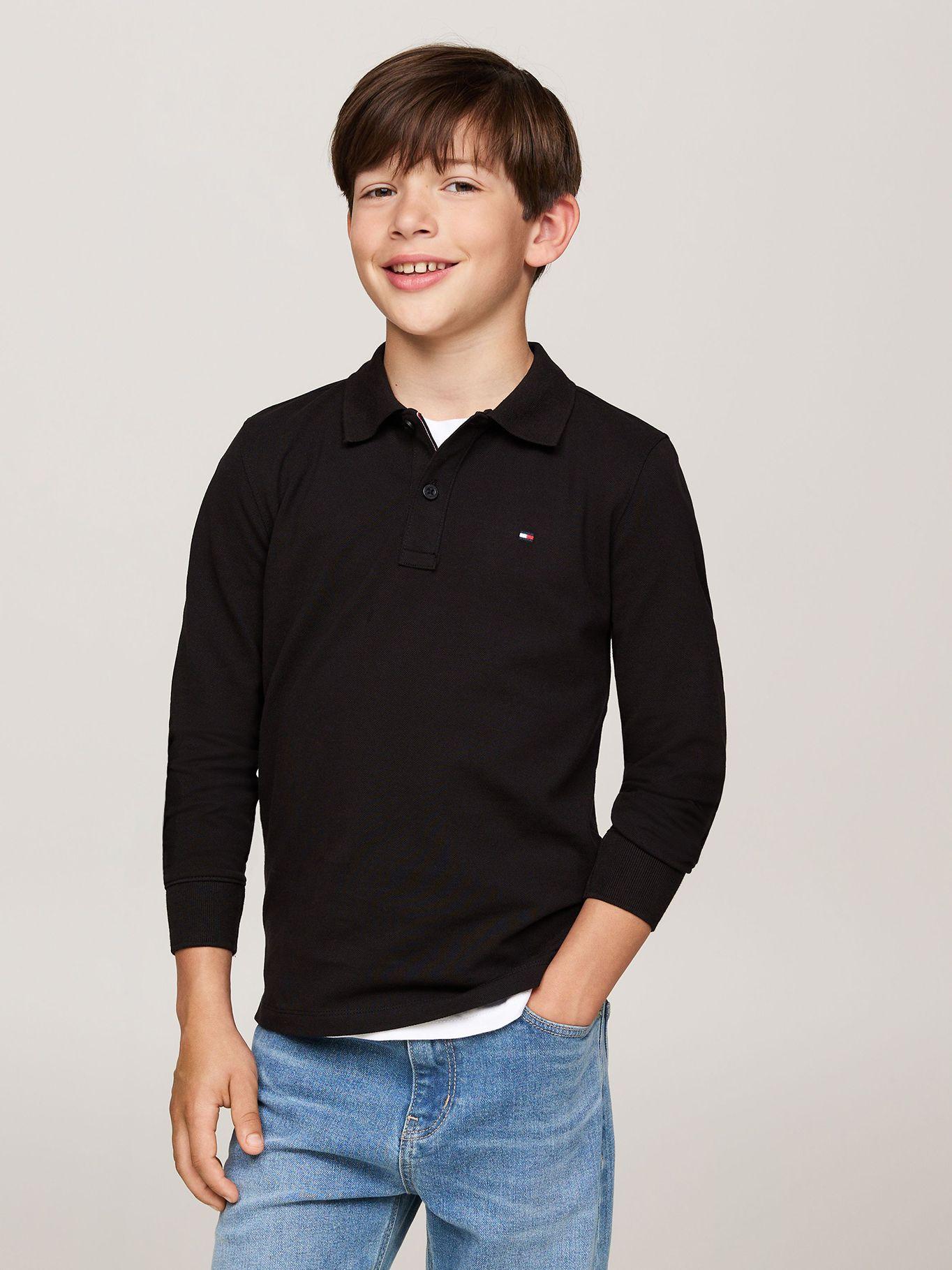 Polo Solid Niño Logo Fl Negro Tommy Hilfiger-0