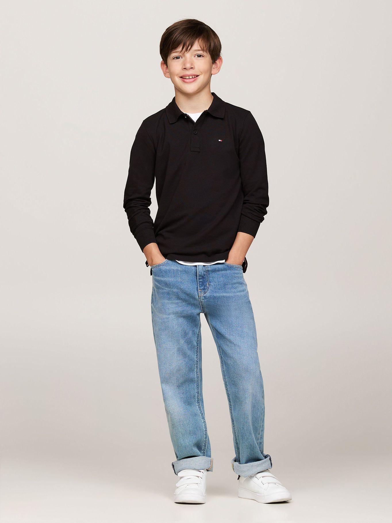 Polo Solid Niño Logo Fl Negro Tommy Hilfiger-1