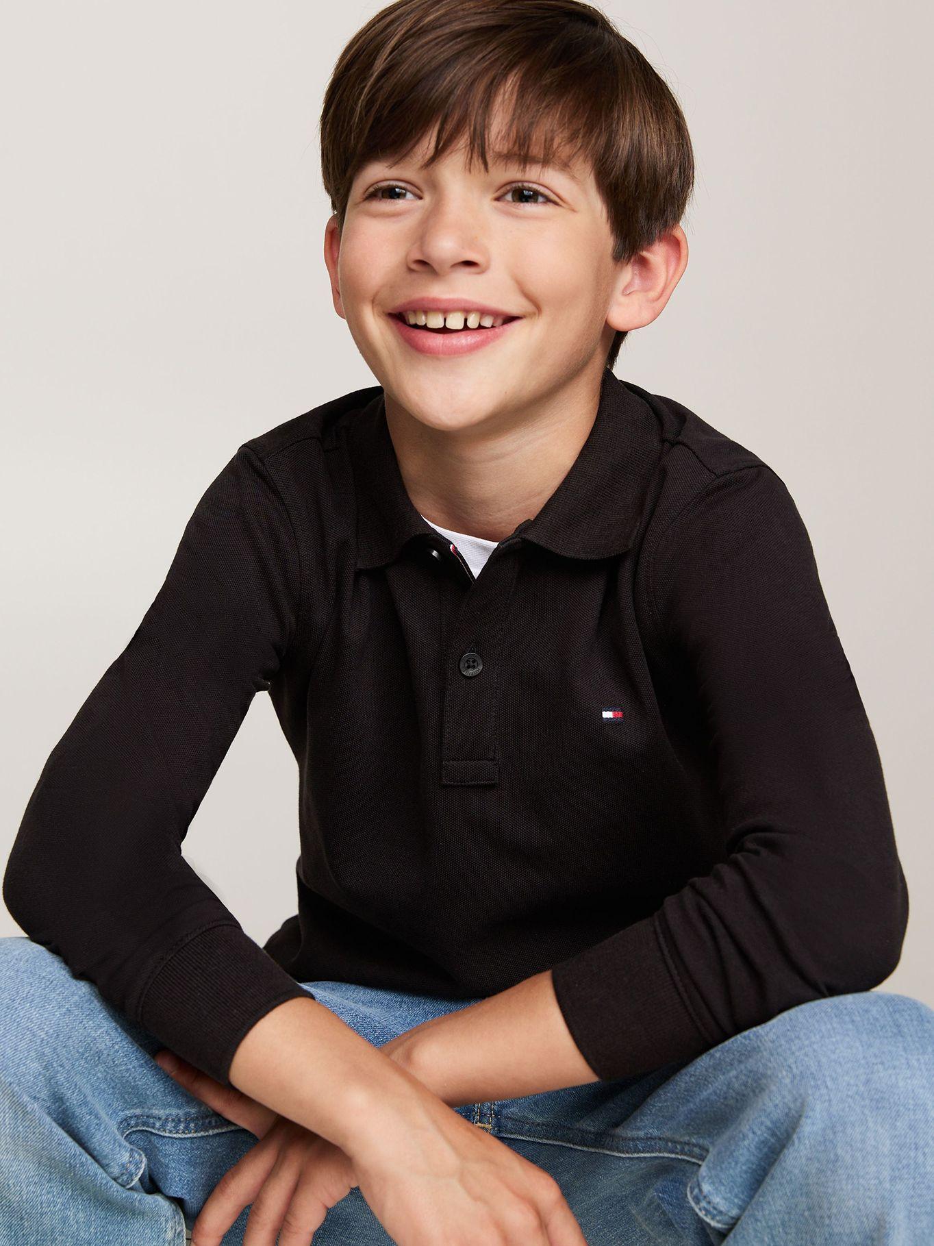 Polo Solid Niño Logo Fl Negro Tommy Hilfiger-3