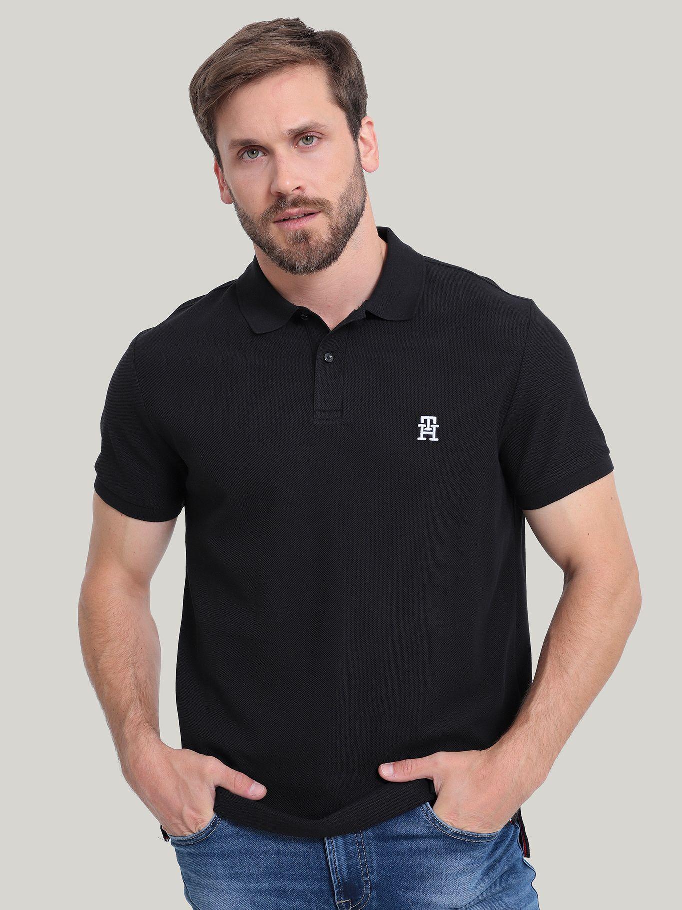 Polo Con Logo De Monogram Negro Tommy Hilfiger-0