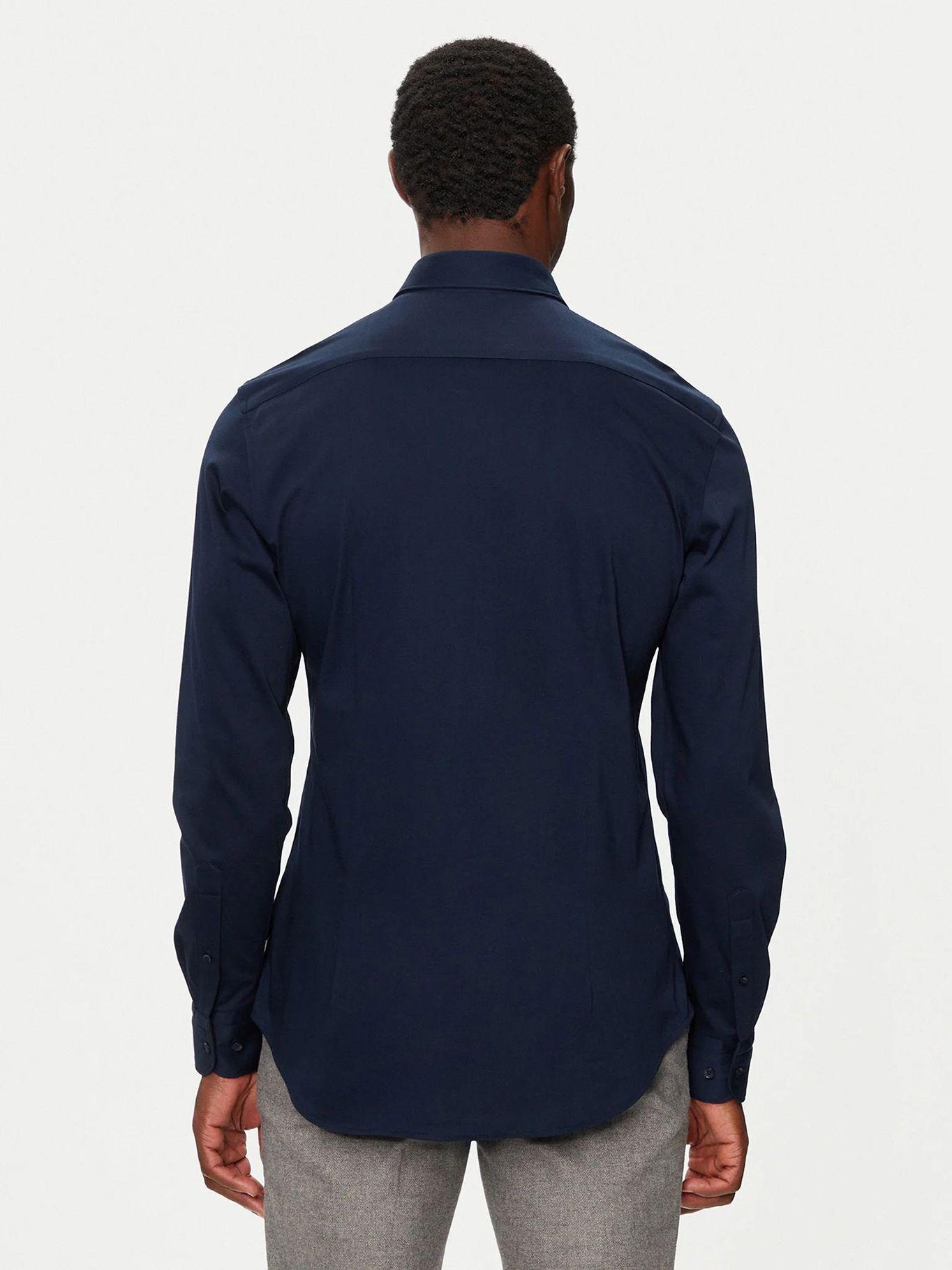 Camisa Solid Knitted Logo Slim Fit Azul Tommy Hilfiger-2