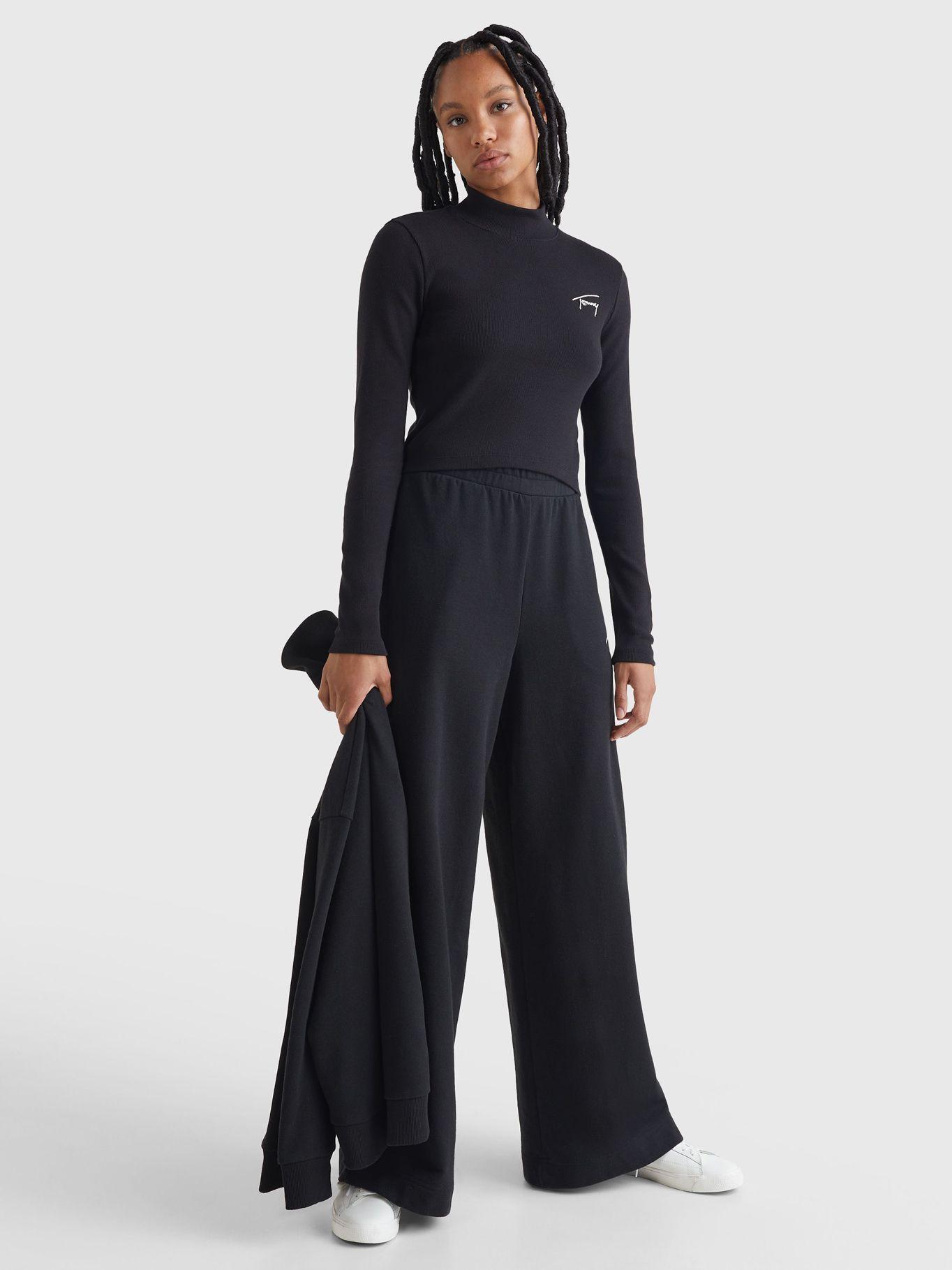 Polera Baby Crop Signature Logo Negro Tommy Jeans-1