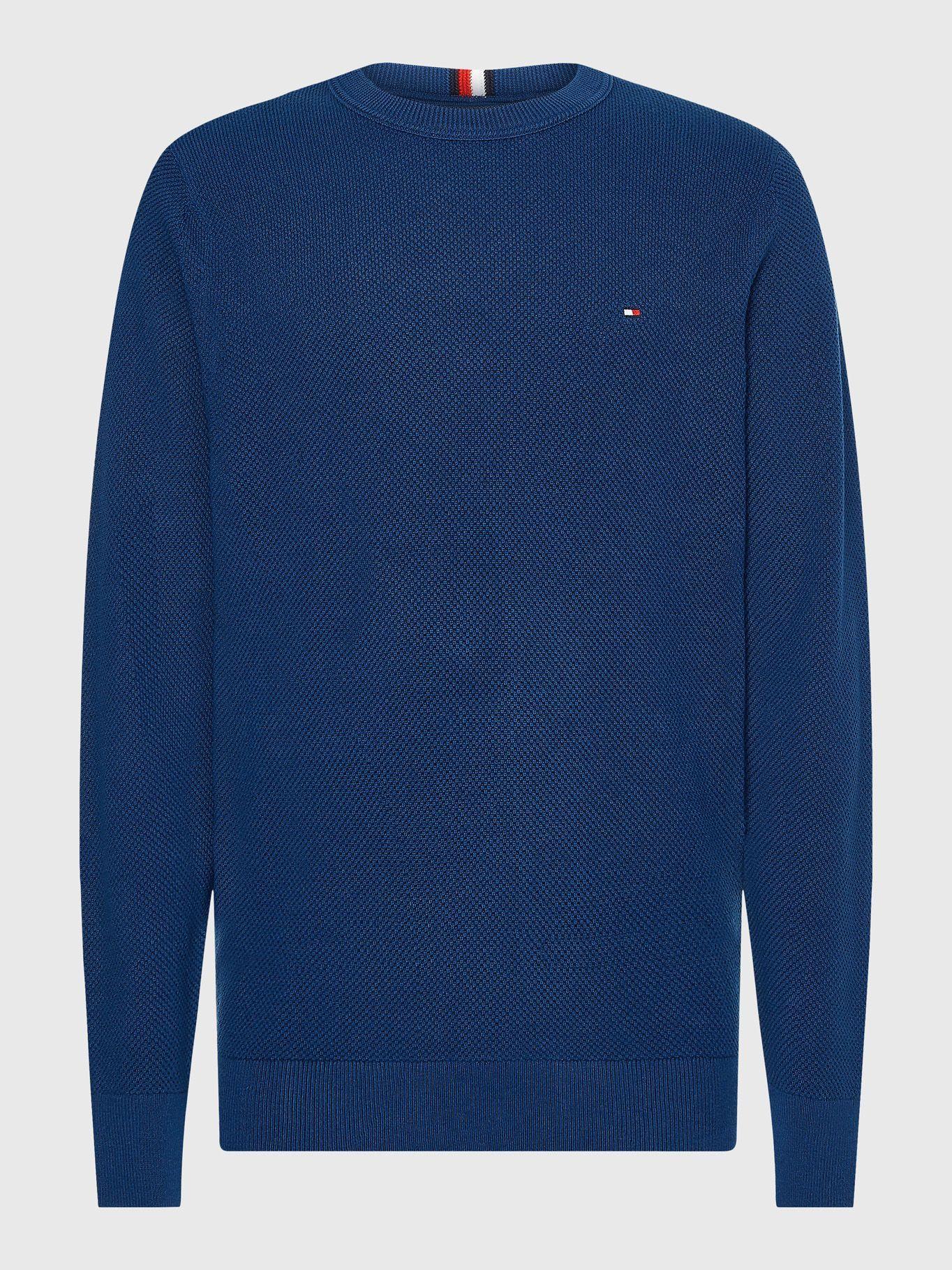 Sweater Pique Structure C-Neck Azul Tommy Hilfiger-4