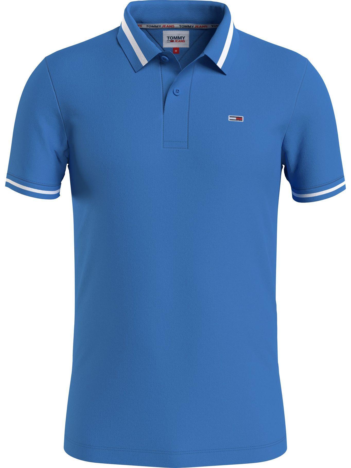 Polo Logo Ribeteado Slim Fit Celeste Tommy Jeans-0