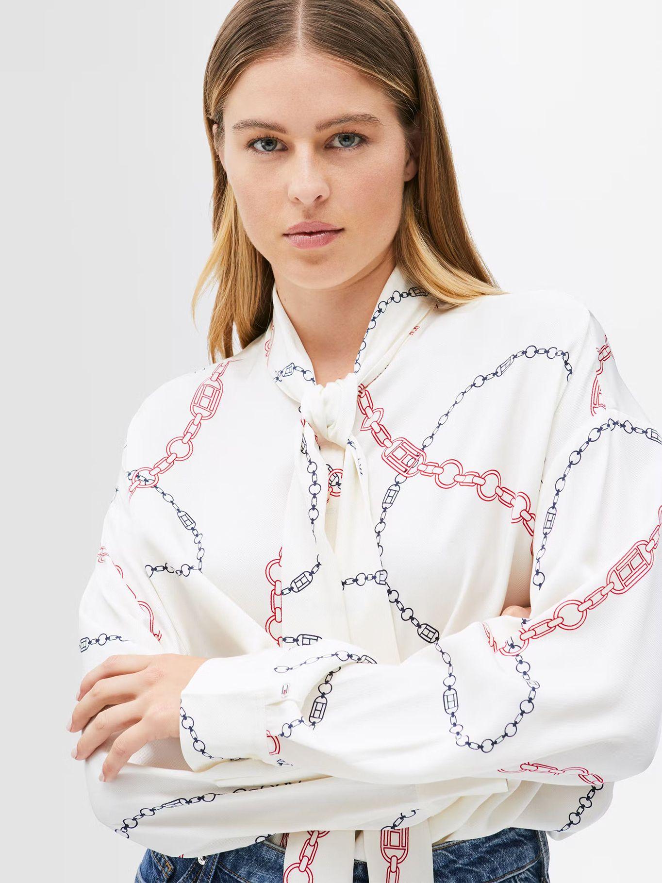 Blusa Estampada De Viscosa Beige Tommy Hilfiger-1