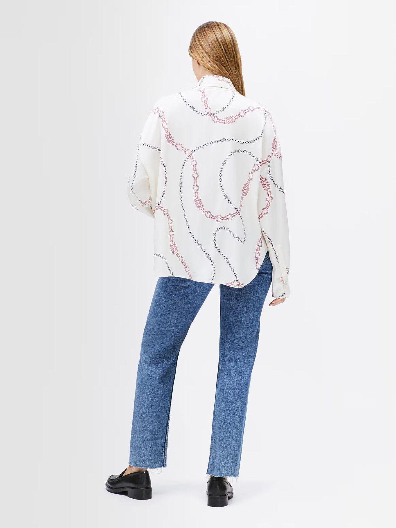 Blusa Estampada De Viscosa Beige Tommy Hilfiger-2