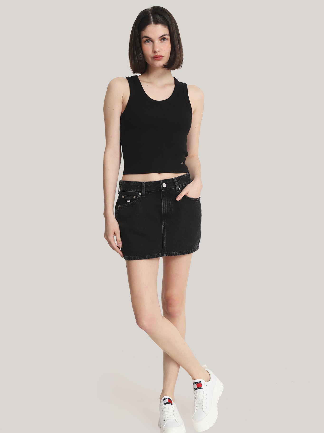 Polera Cropped Acanalada Negro Tommy Hilfiger-1