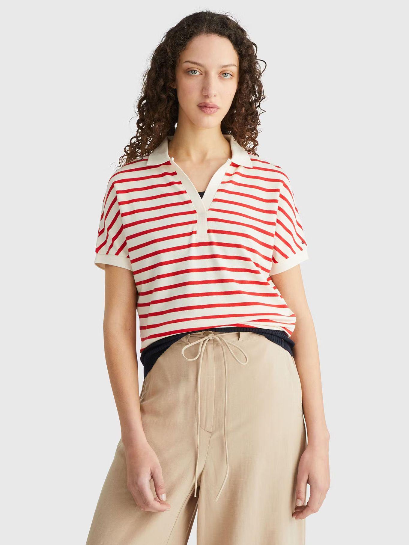 Polo Relaxed Fit A Rayas Rojo Tommy Hilfiger-0