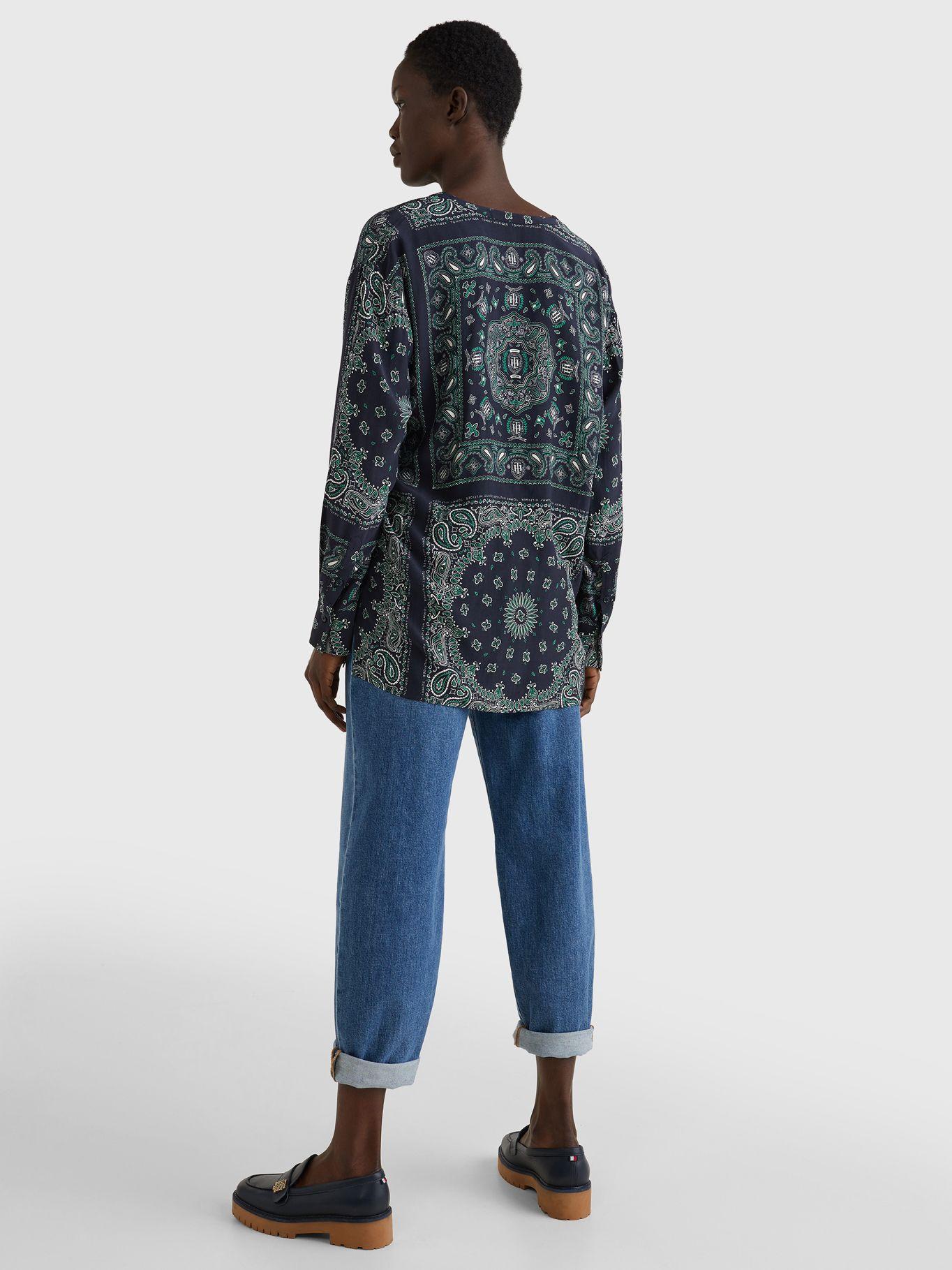 Blusa De Viscosa Y Corte Amplio Azul Tommy Hilfiger-1