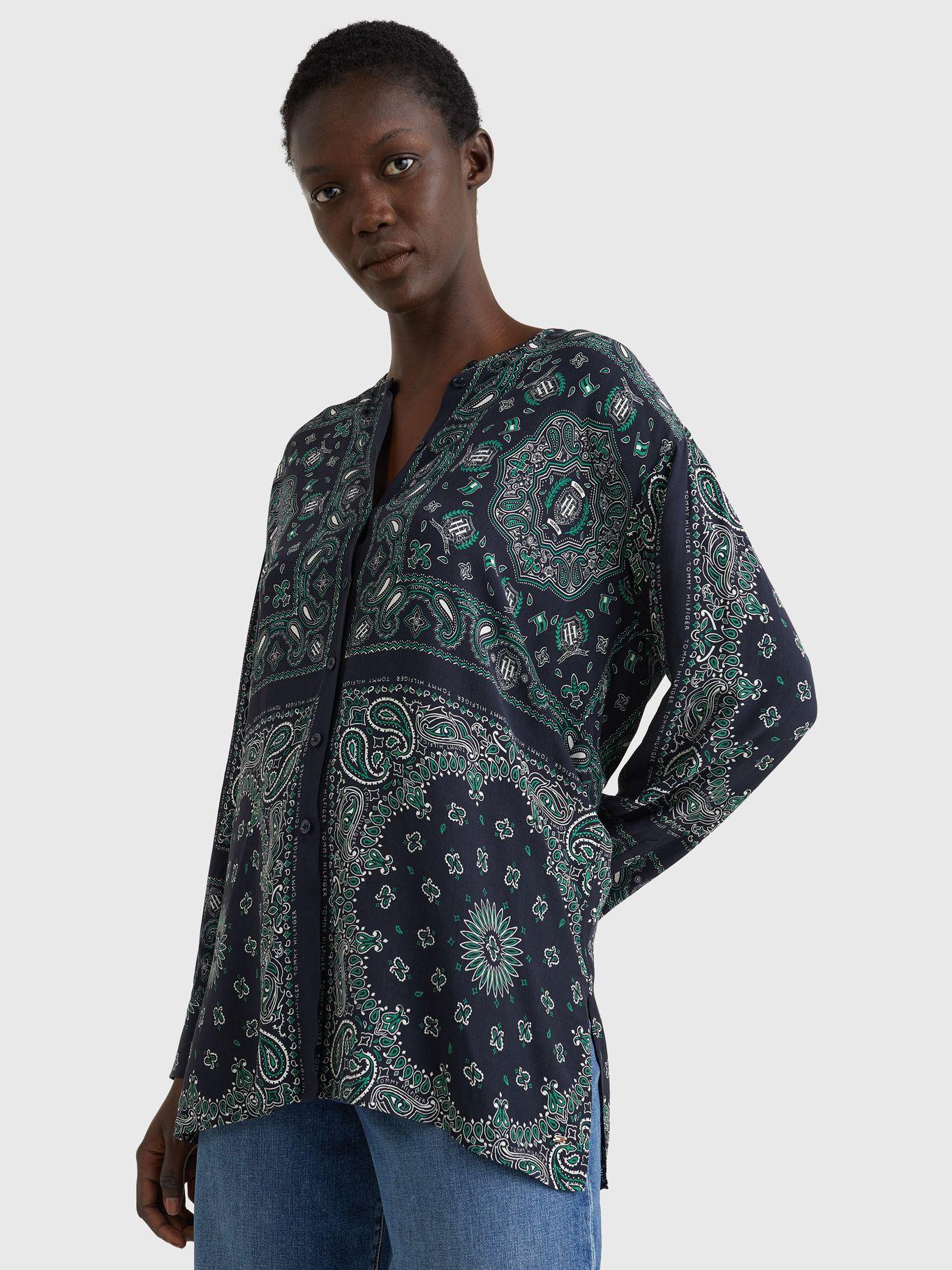 Blusa De Viscosa Y Corte Amplio Azul Tommy Hilfiger-3