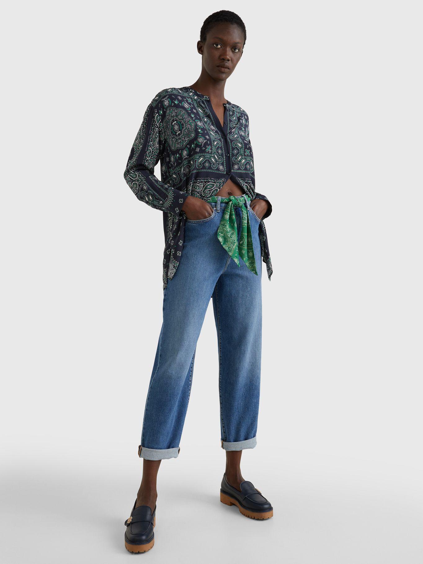 Blusa De Viscosa Y Corte Amplio Azul Tommy Hilfiger-0