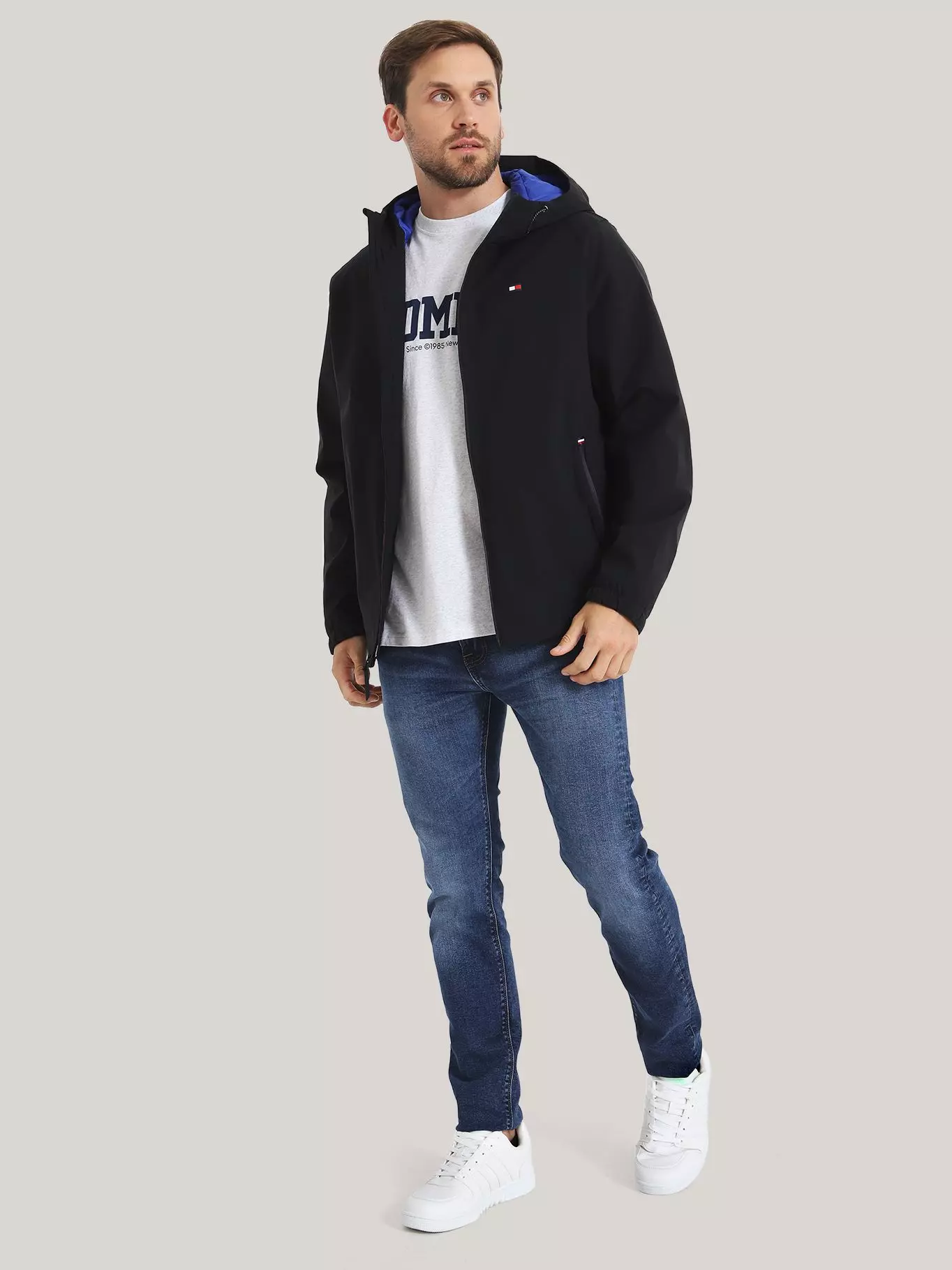 CHAQUETA HOODIE STRETCH POLY Negro Tommy Hilfiger-1