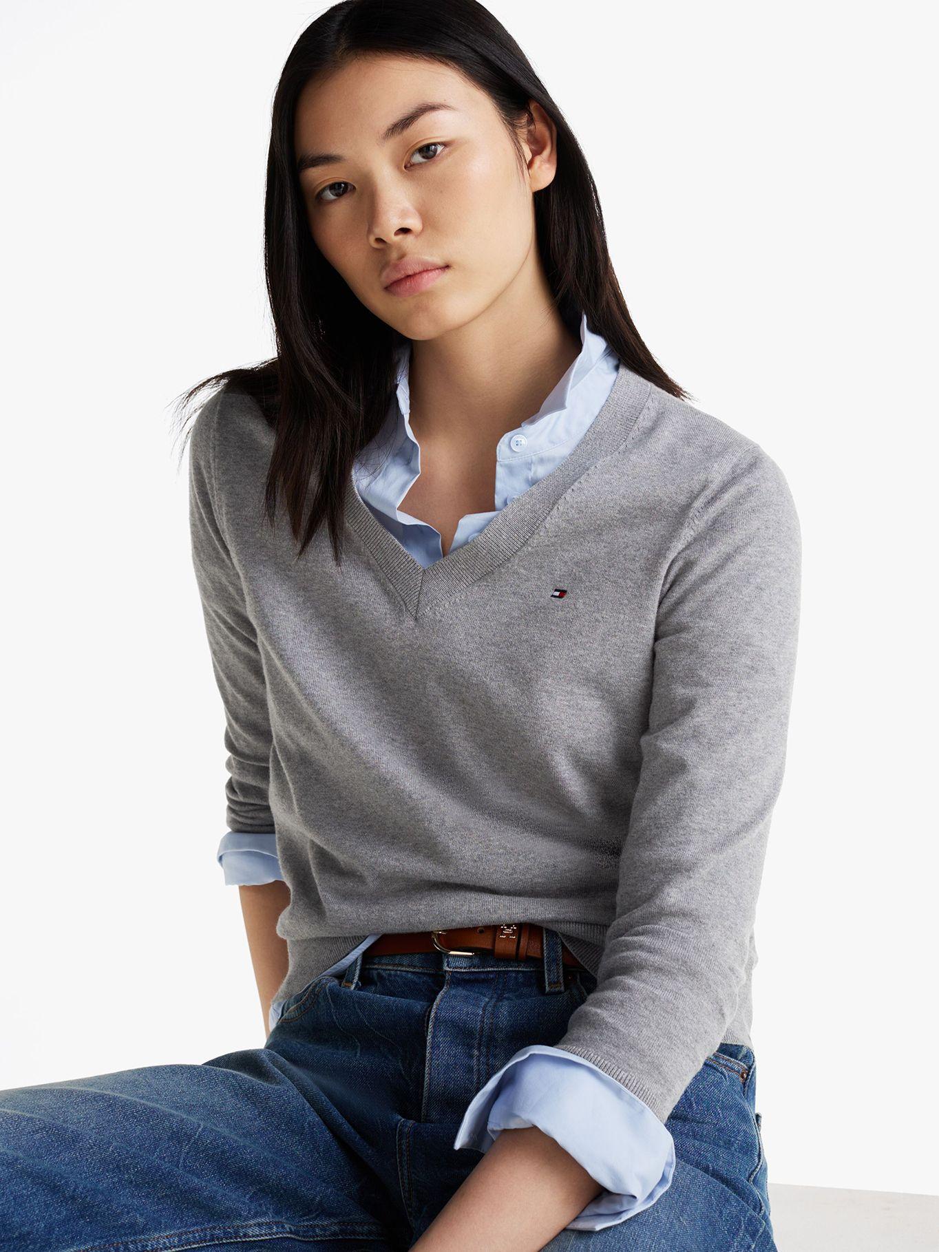 Sweater Solid V-Neck Gris Tommy Hilfiger-3