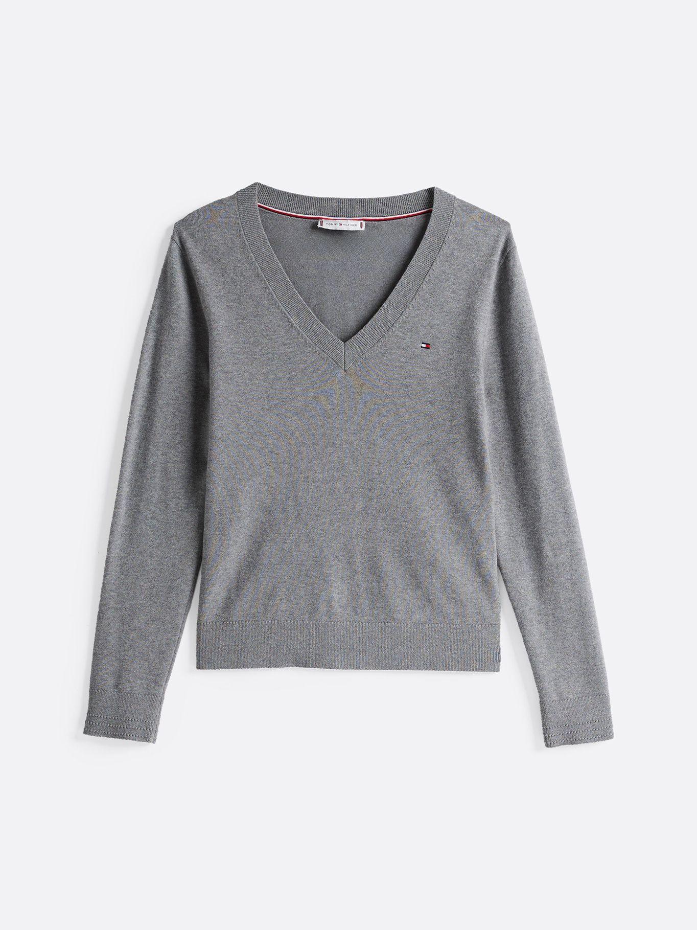 Sweater Solid V-Neck Gris Tommy Hilfiger-4