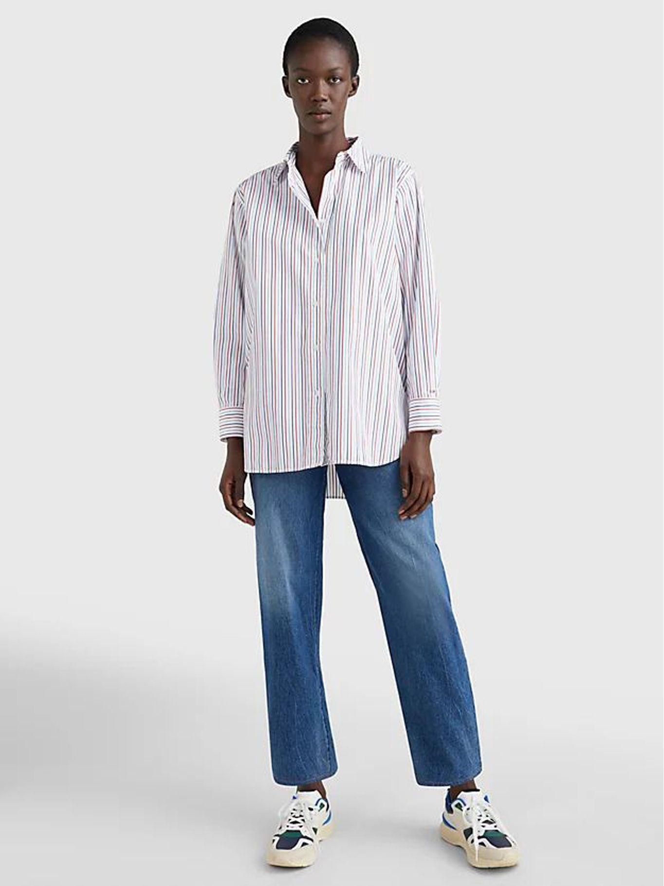 Camisa Oversize Global Stripe Blanco Tommy Hilfiger-1
