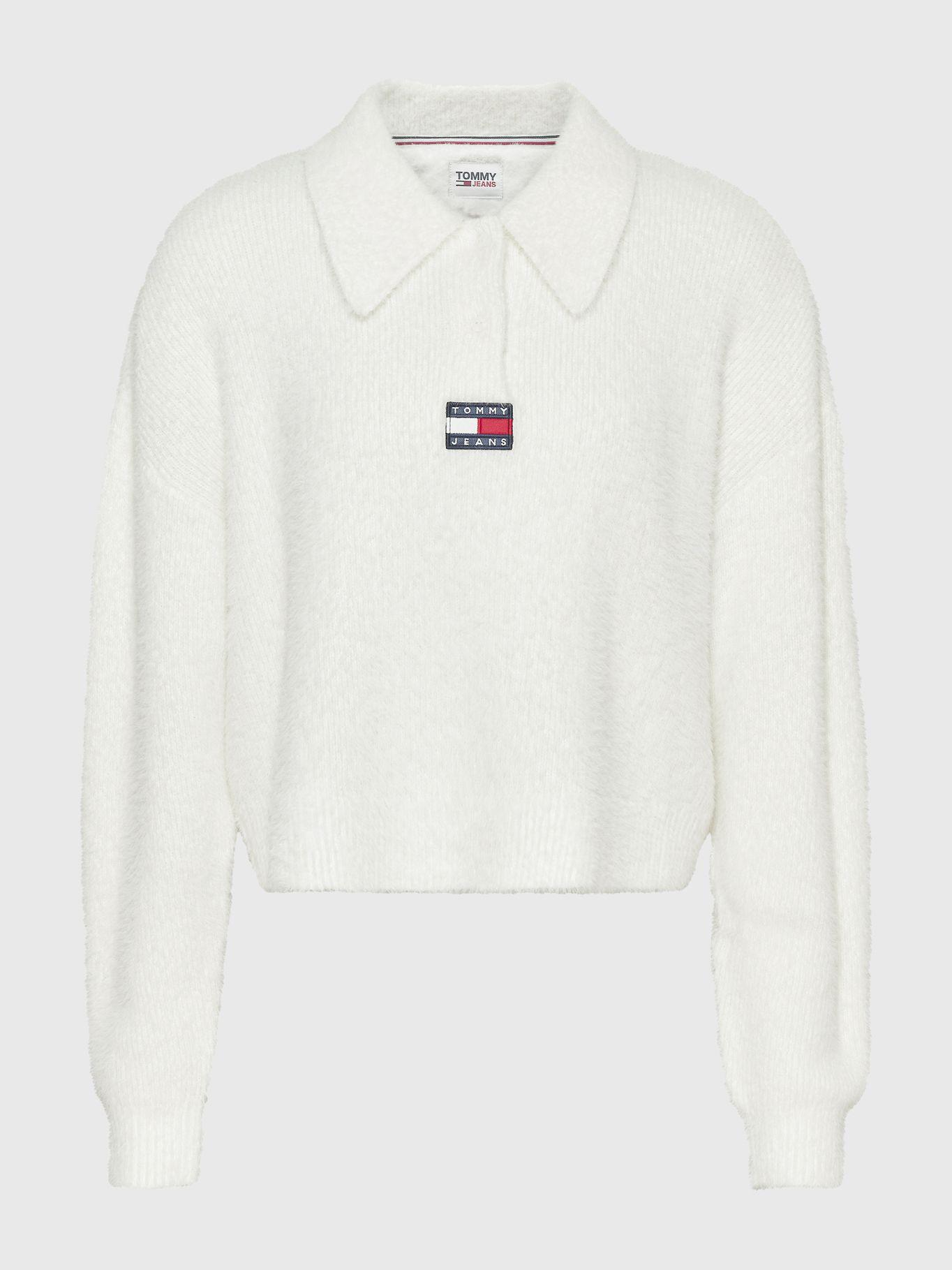 Sweater Polo Cropped Con Logo Blanco Tommy Hilfiger-4
