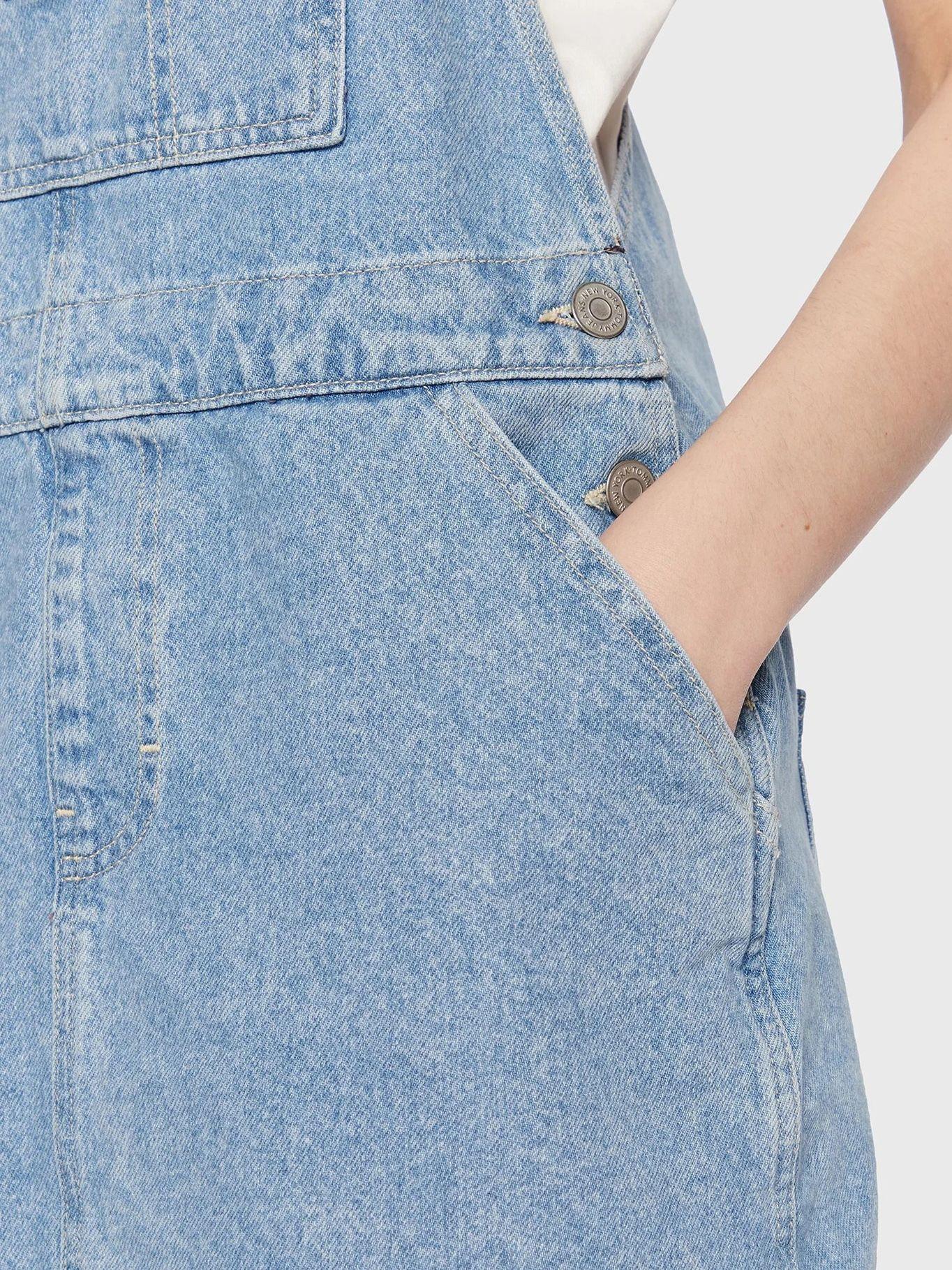 Vestido Jardinera Con Logo Celeste Tommy Jeans-3