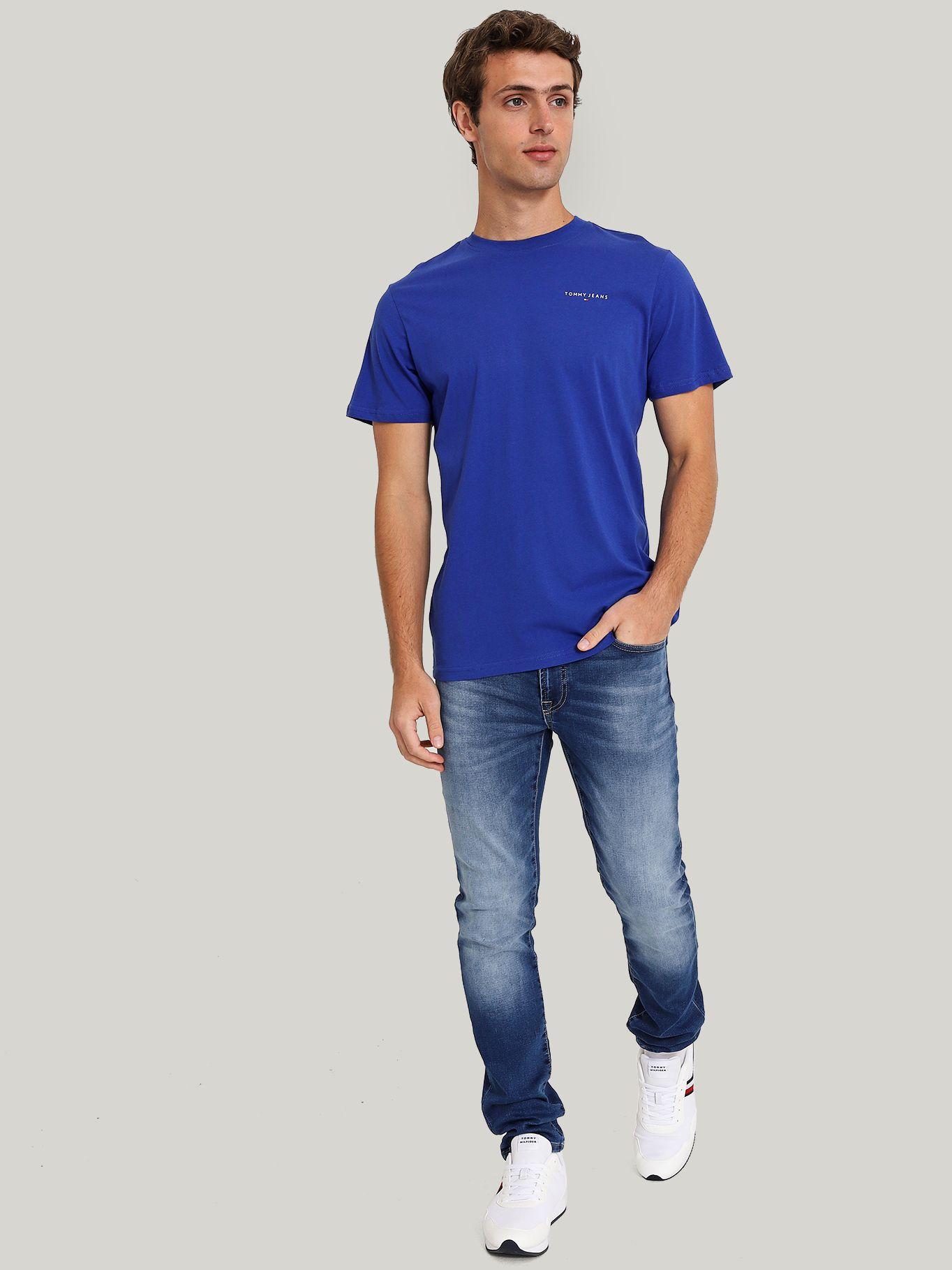 Polera Hombre Logo Slim Azul Tommy Jeans-1