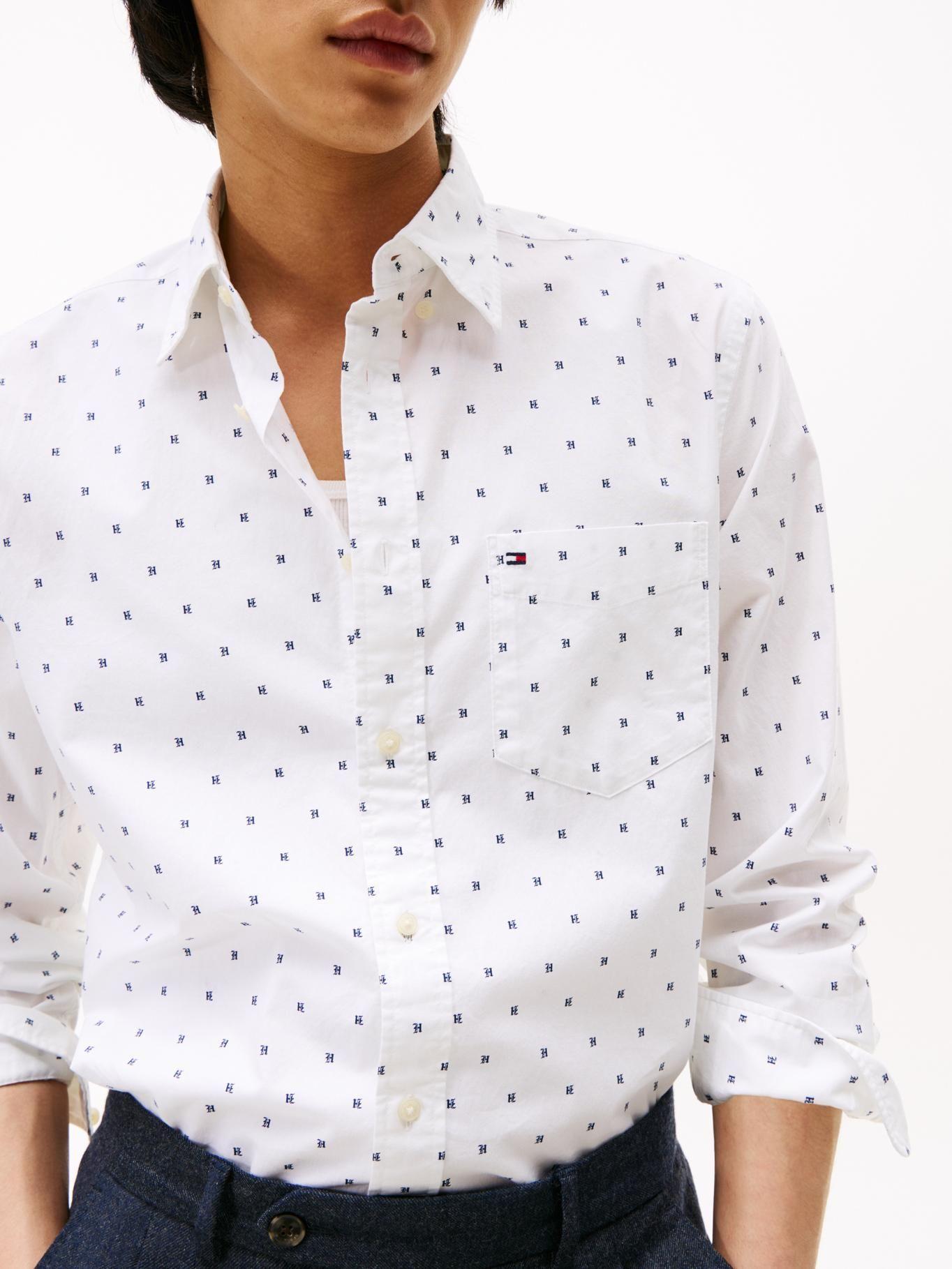 Camisa Poplin Small Print Regular Blanco Tommy Hilfiger-3