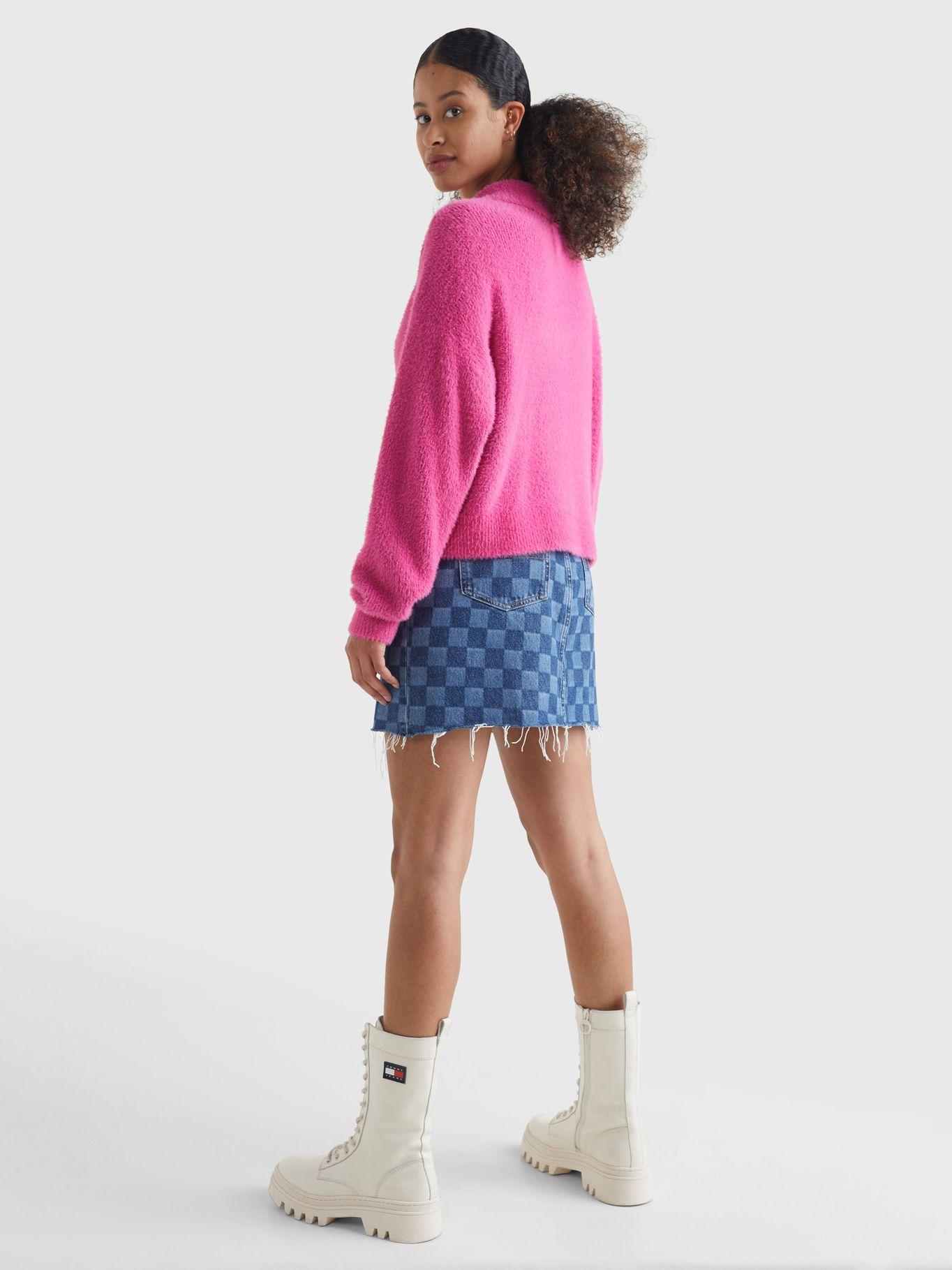Sweater Polo Cropped Con Logo Fucsia Tommy Hilfiger-2