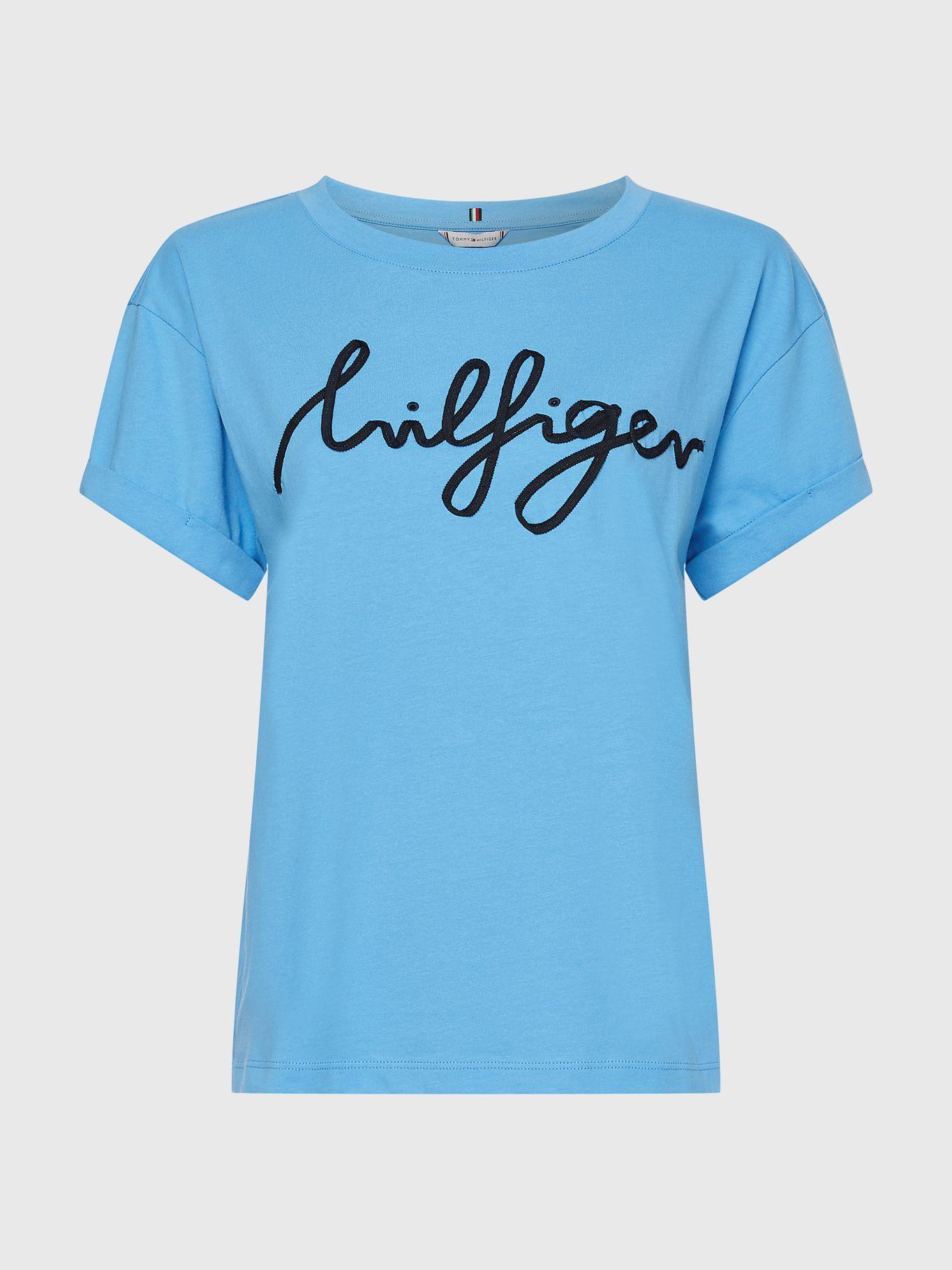 Polera Relaxed Con Logo Script Azul Tommy Hilfiger-0