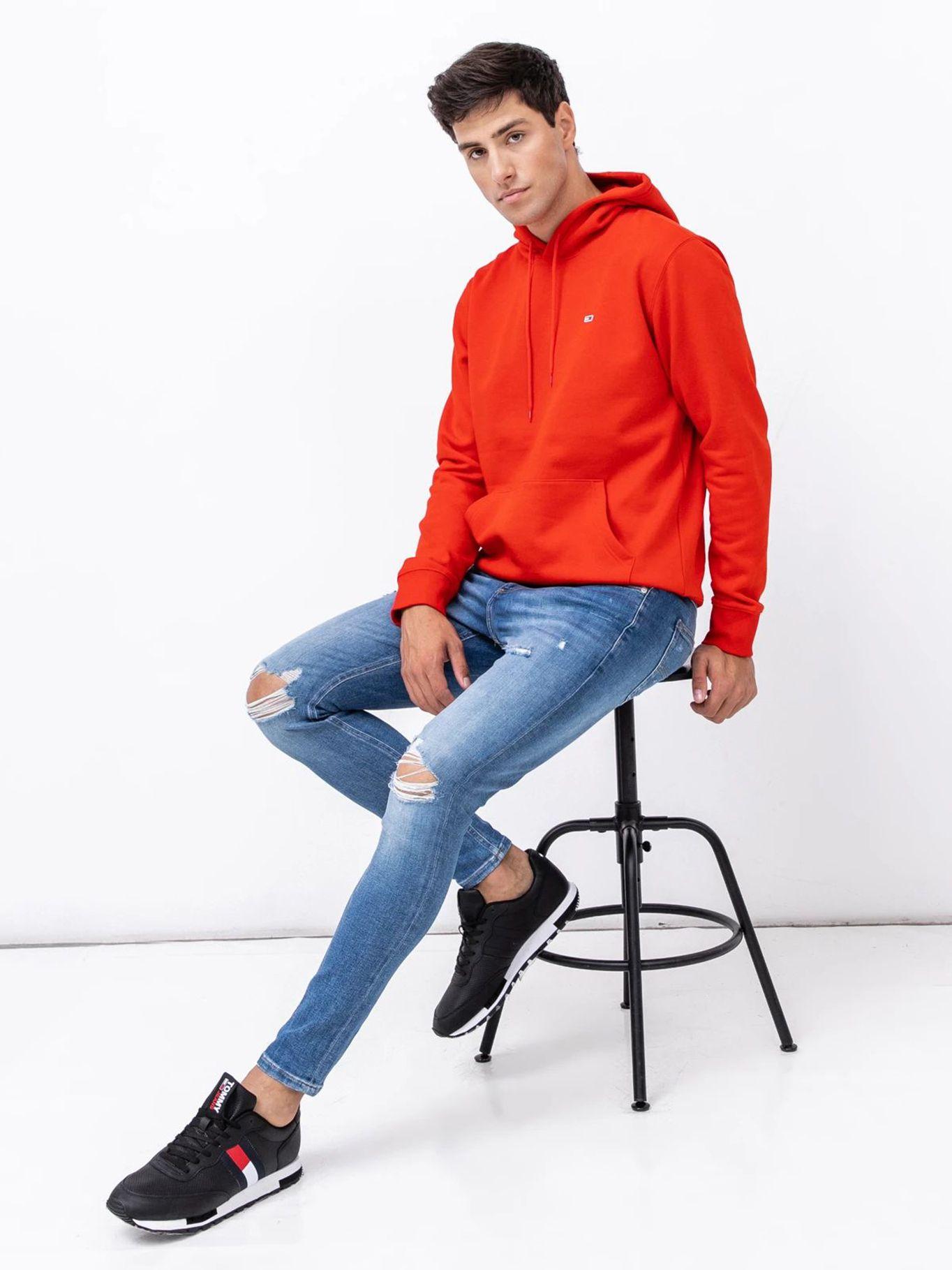 Polerón Hoodie Regular Fit Con Gorro Rojo Tommy Jeans-3