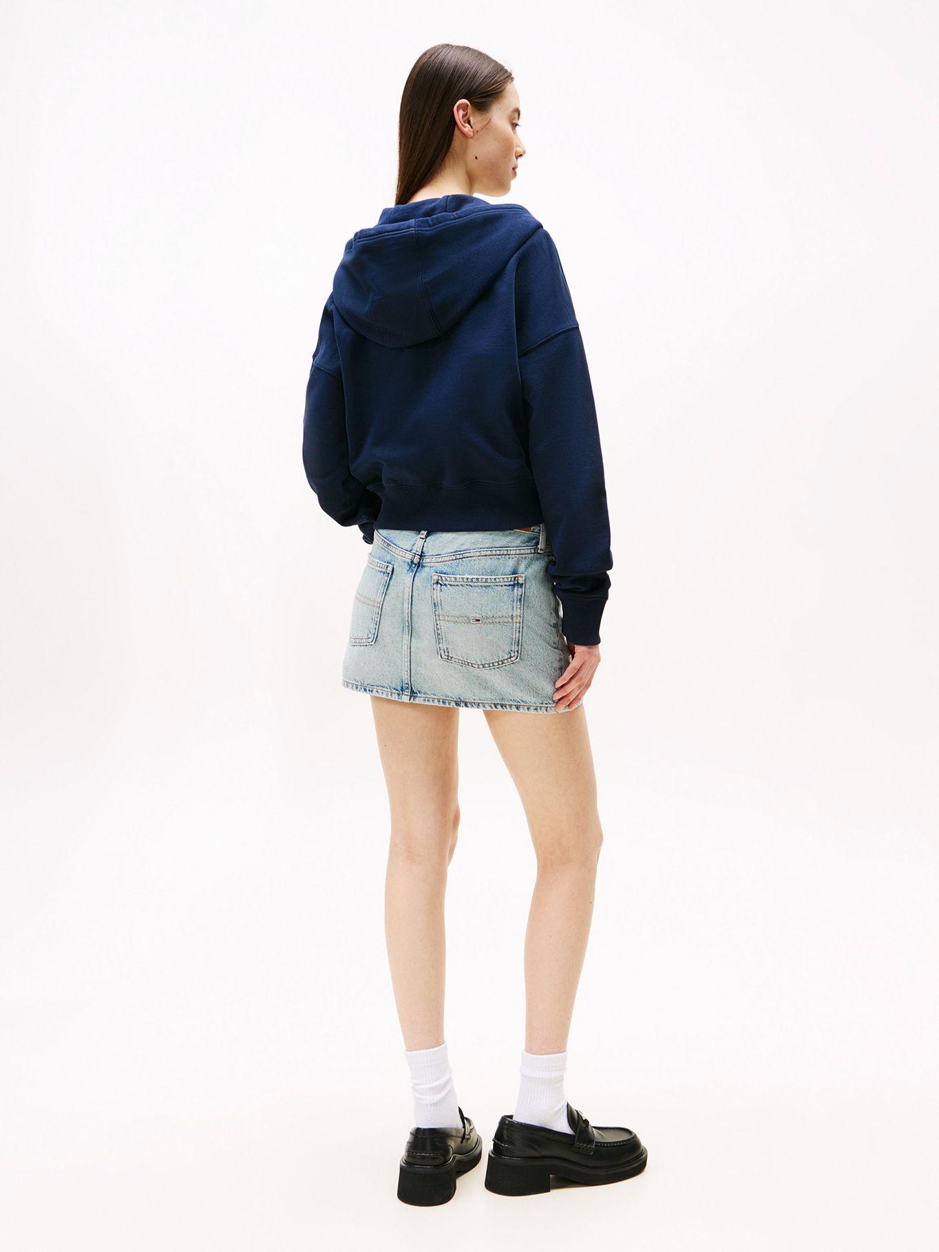 Polerón Hoodie Cropped Con Cierre Azul C1G Tommy Jeans-2